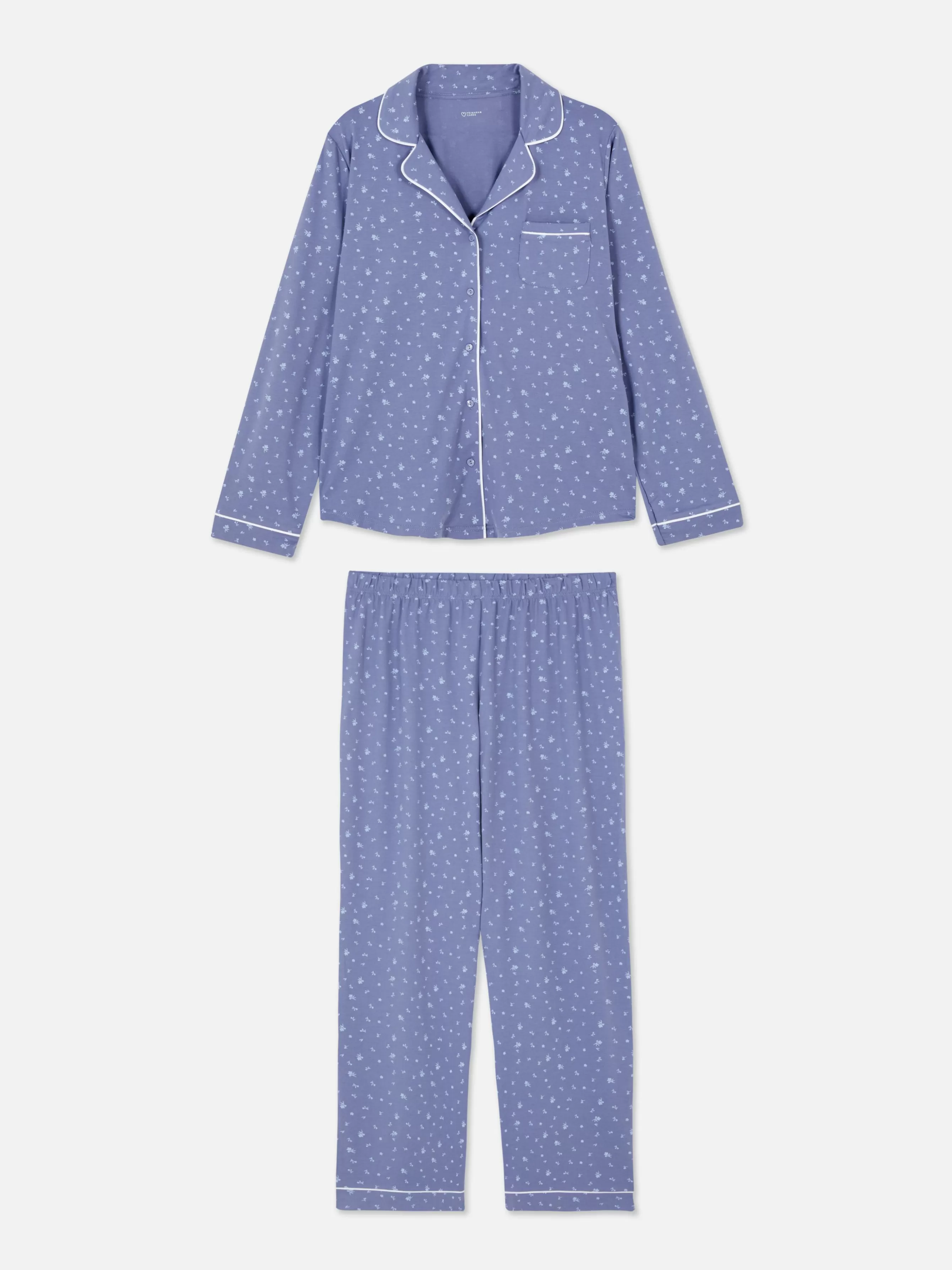 Clearance Primark Pyjama Long Boyfriend à Motif Bleu