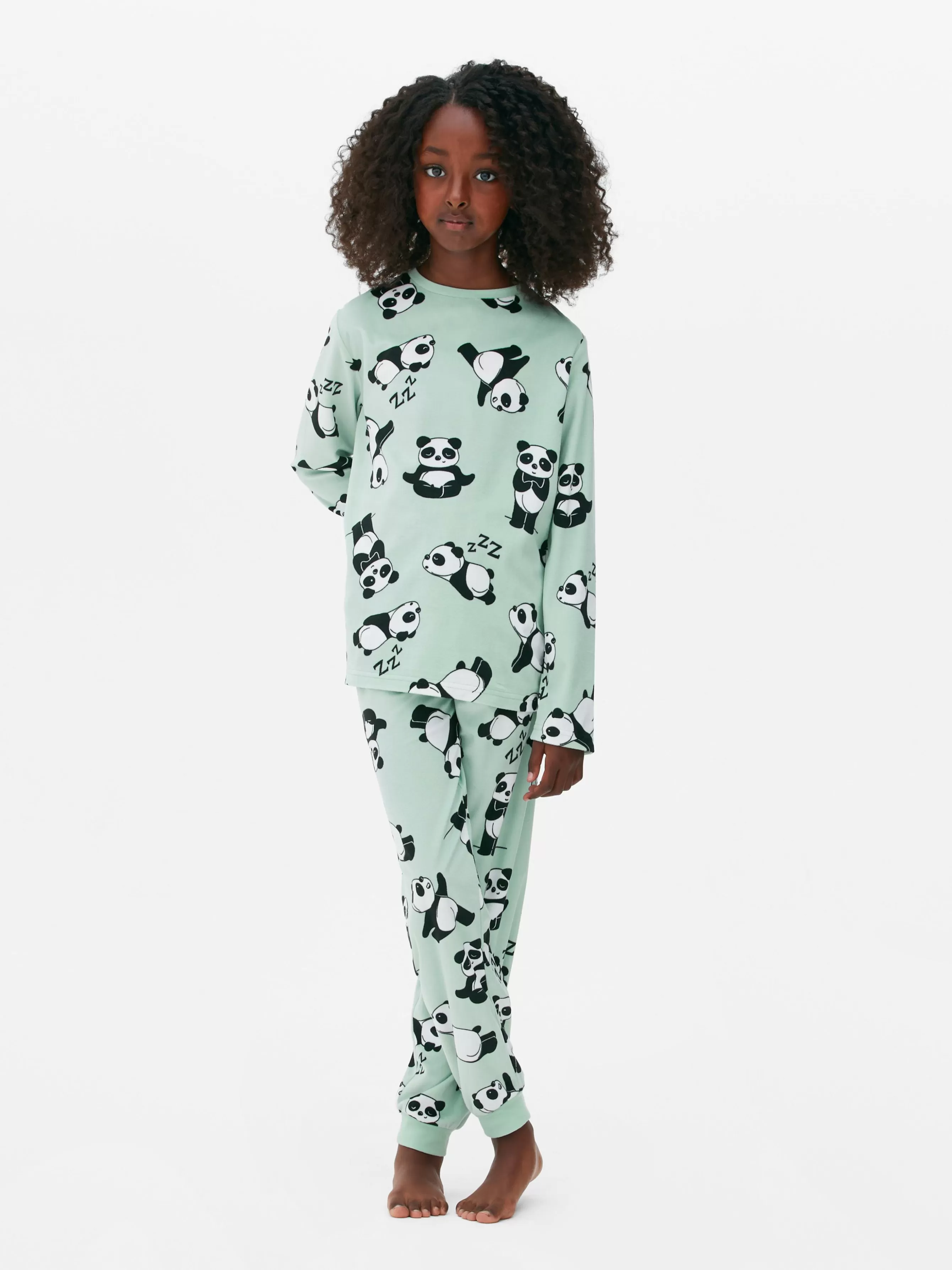 Discount Primark Pyjama Long En Velours à Motif Panda Vert