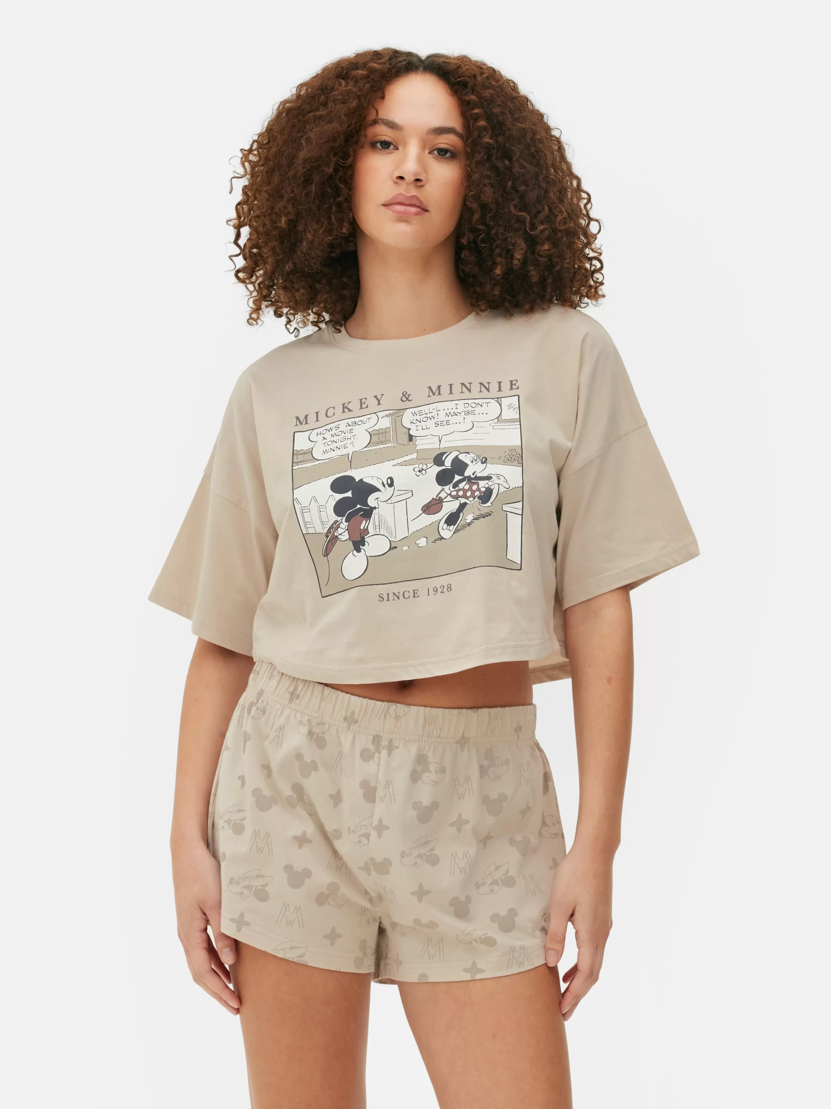 Hot Primark Pyjama Short à Motif Disney Mickey Mouse Taupe