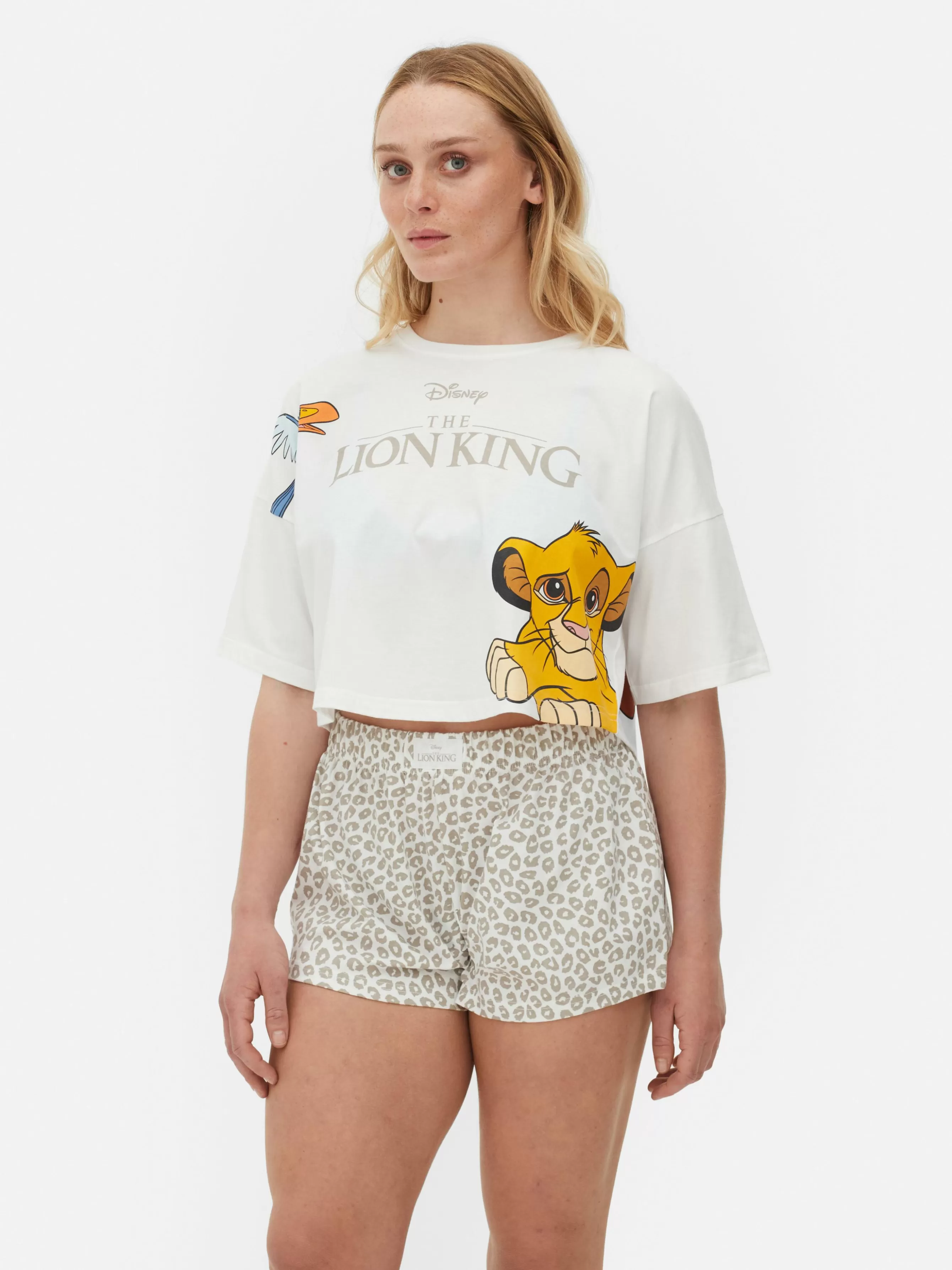 New Primark Pyjama T-shirt Court Disney Le Roi Lion Ivoire