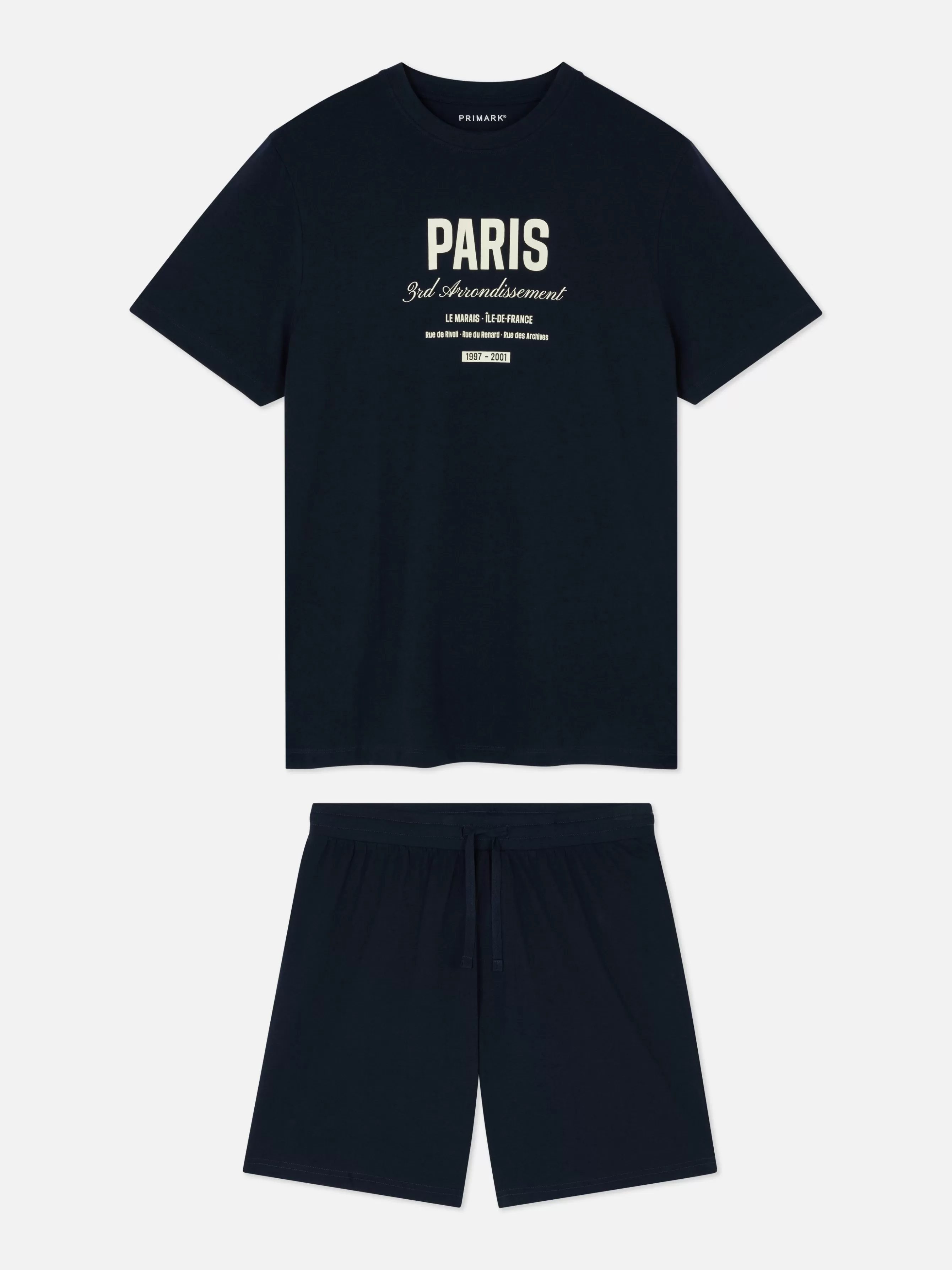 Best Sale Primark Pyjama T-shirt Et Short Paris Bleu marine