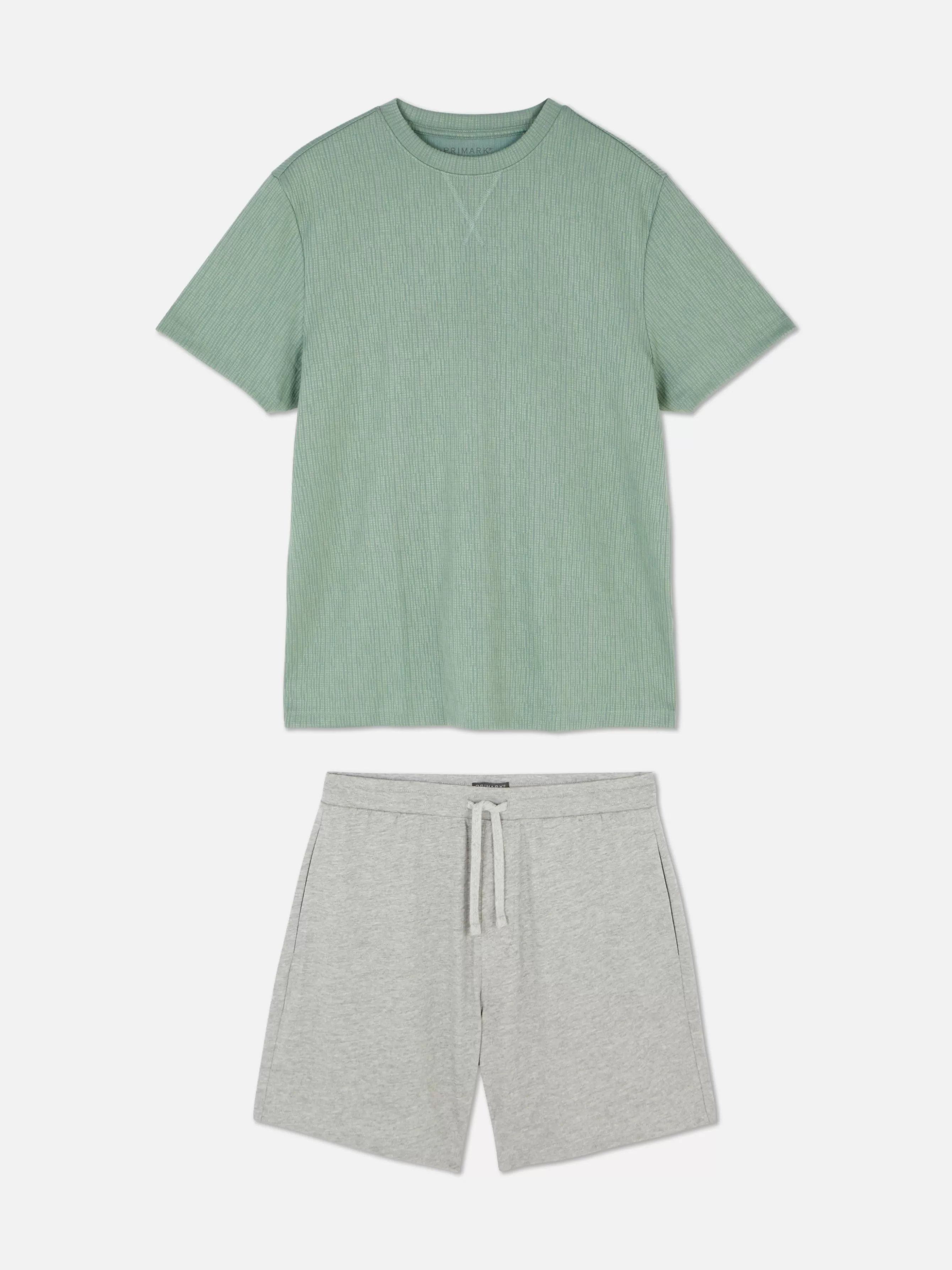 Hot Primark Pyjama T-shirt Texturé Et Short En Jersey Vert