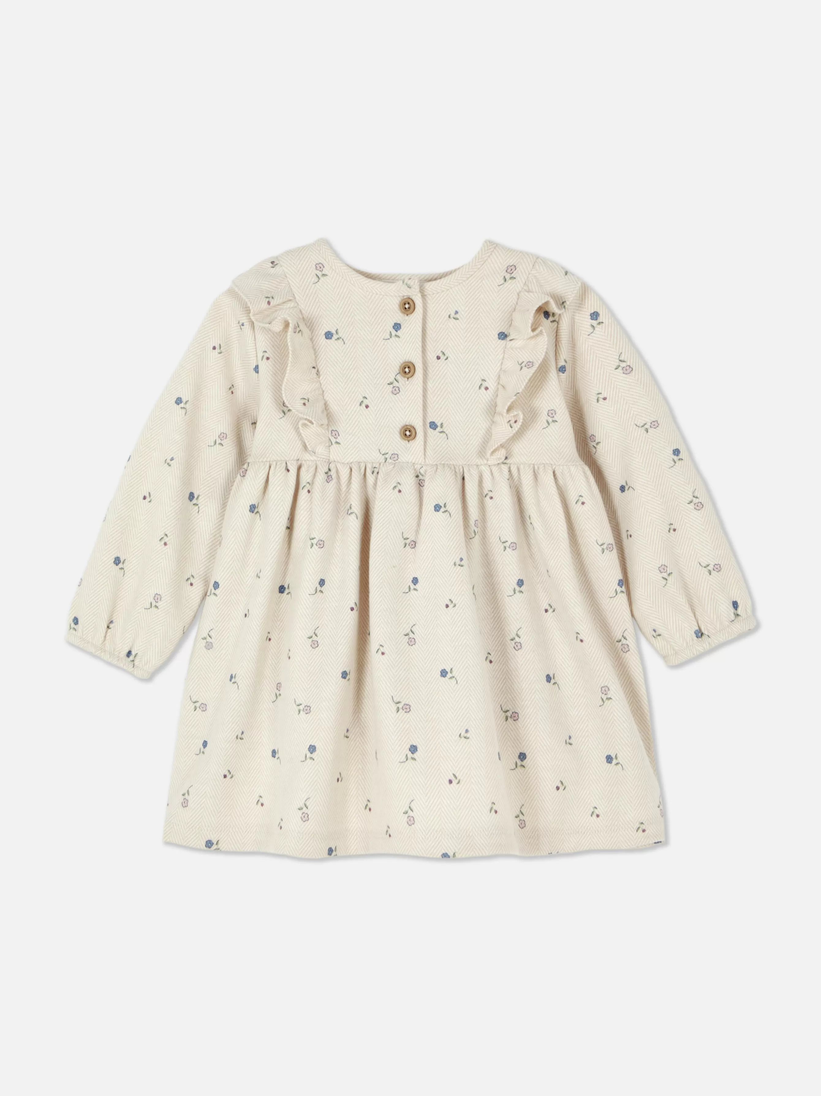 Cheap Primark Robe à Petites Fleurs Et Volants Écru