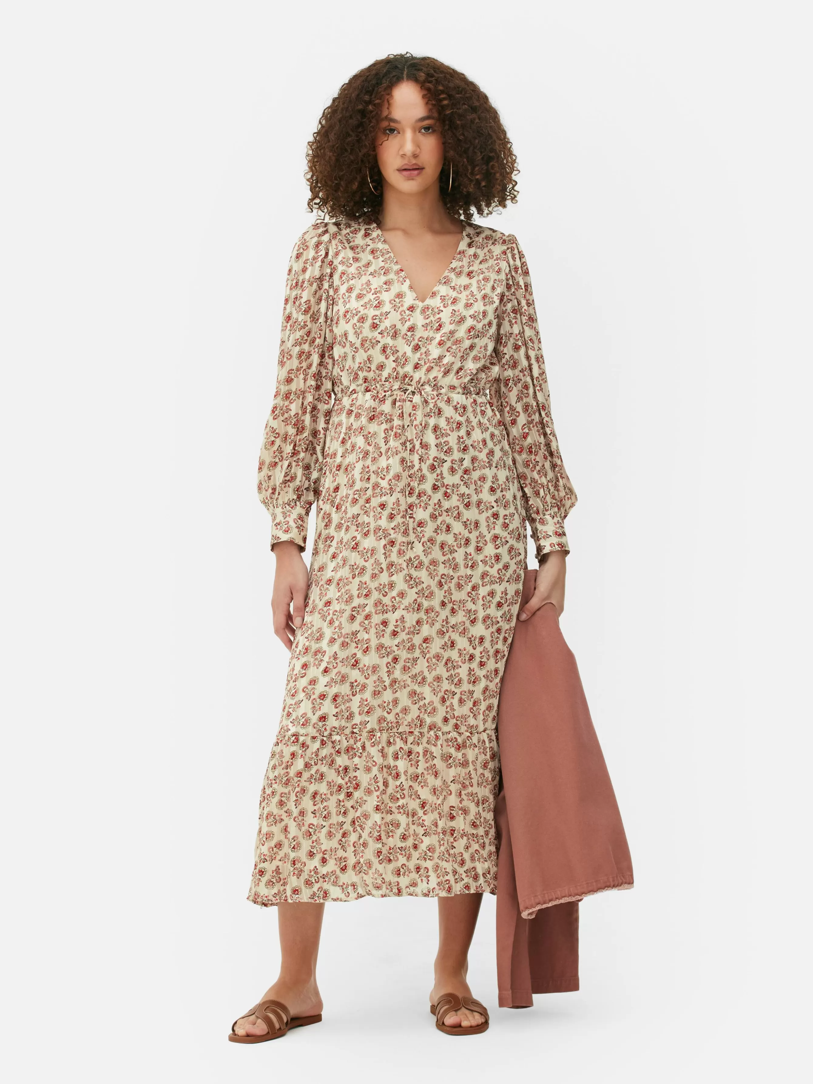 Sale Primark Robe Mi-longue Boho à Col En V Crème