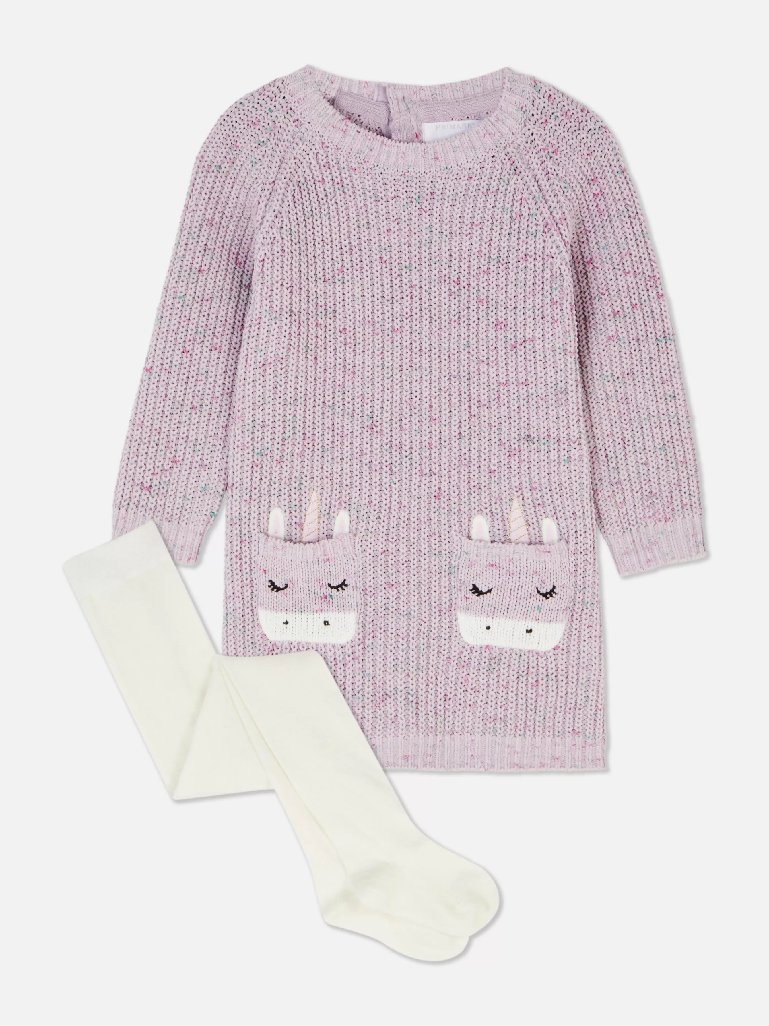 Best Sale Primark Robe-pull En Tricot Et Collants à Motif Licorne Multicolore