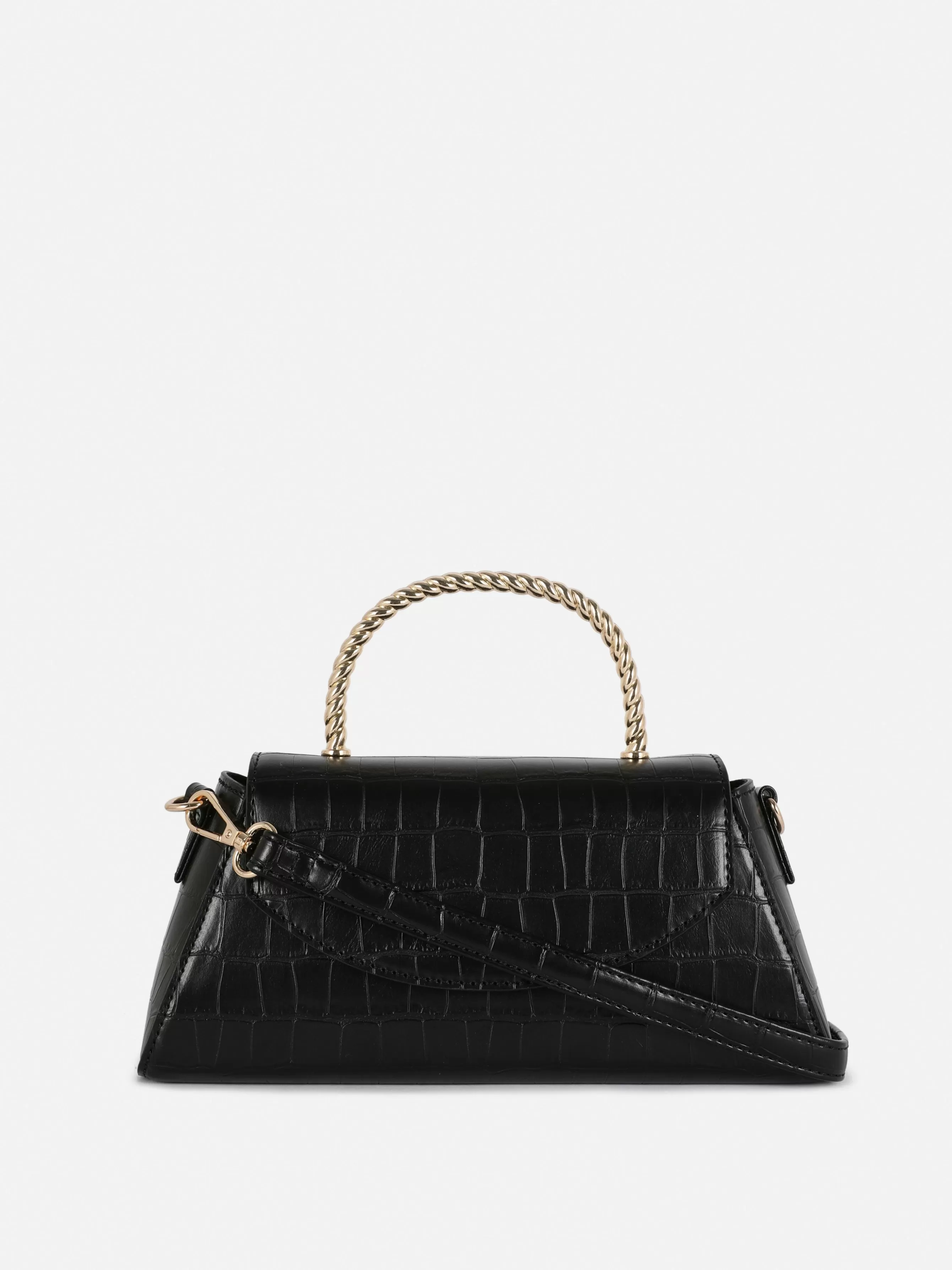 Flash Sale Primark Sac à Bandoulière En Imitation Croco Avec Poignée En Métal Noir