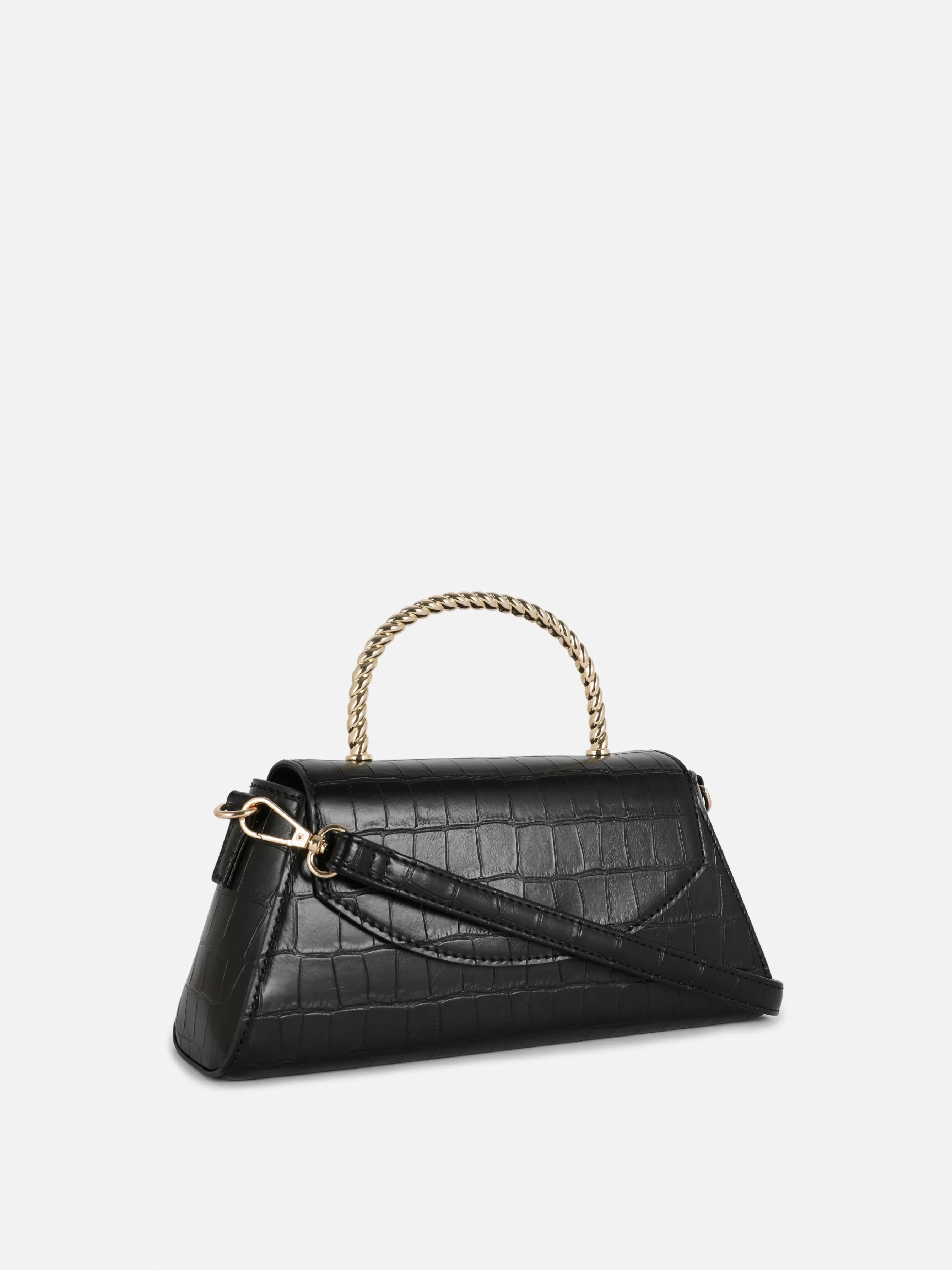 Flash Sale Primark Sac à Bandoulière En Imitation Croco Avec Poignée En Métal Noir