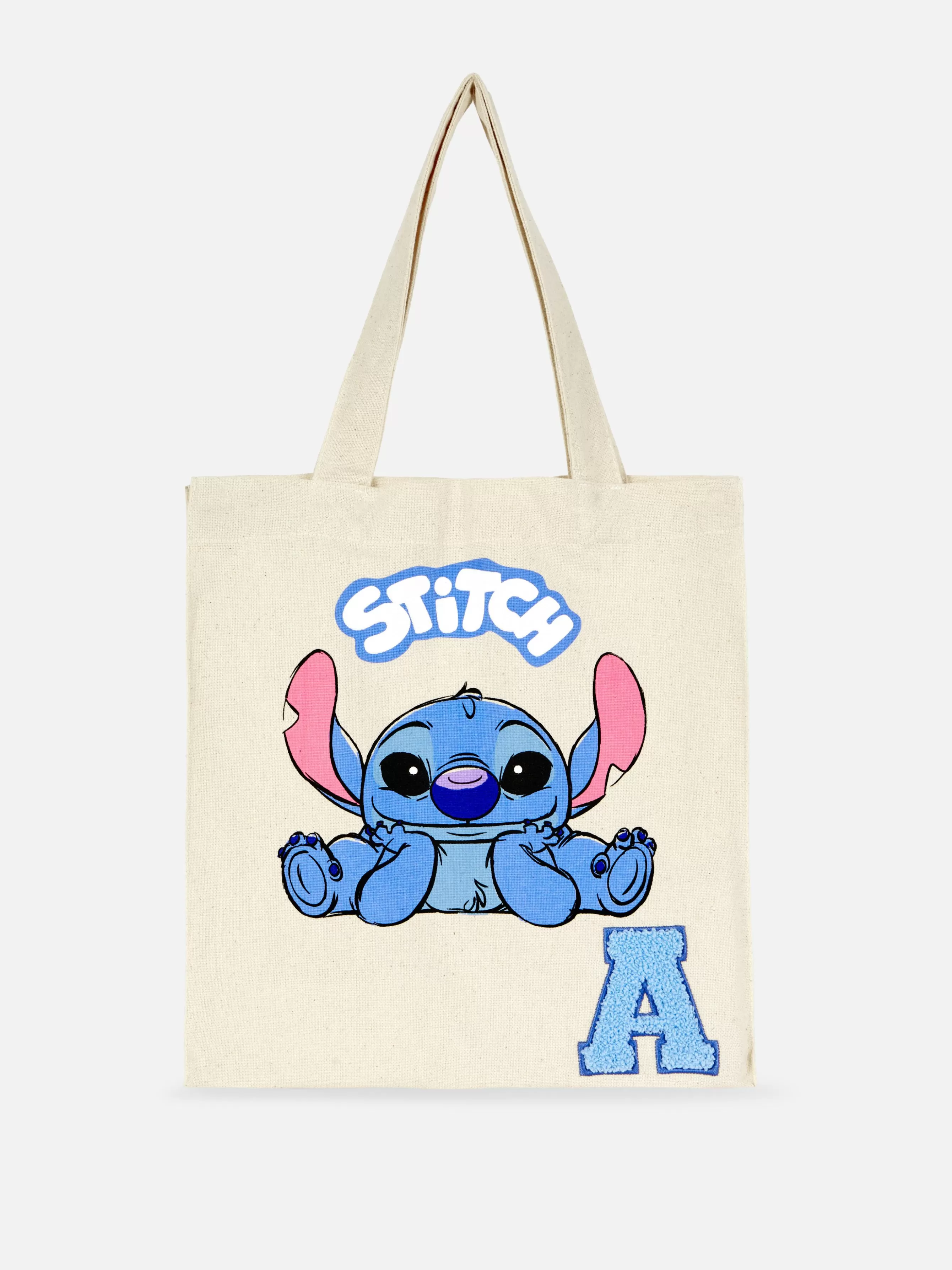 New Primark Sac Fourre-tout à Initiale Disney Stitch Naturel