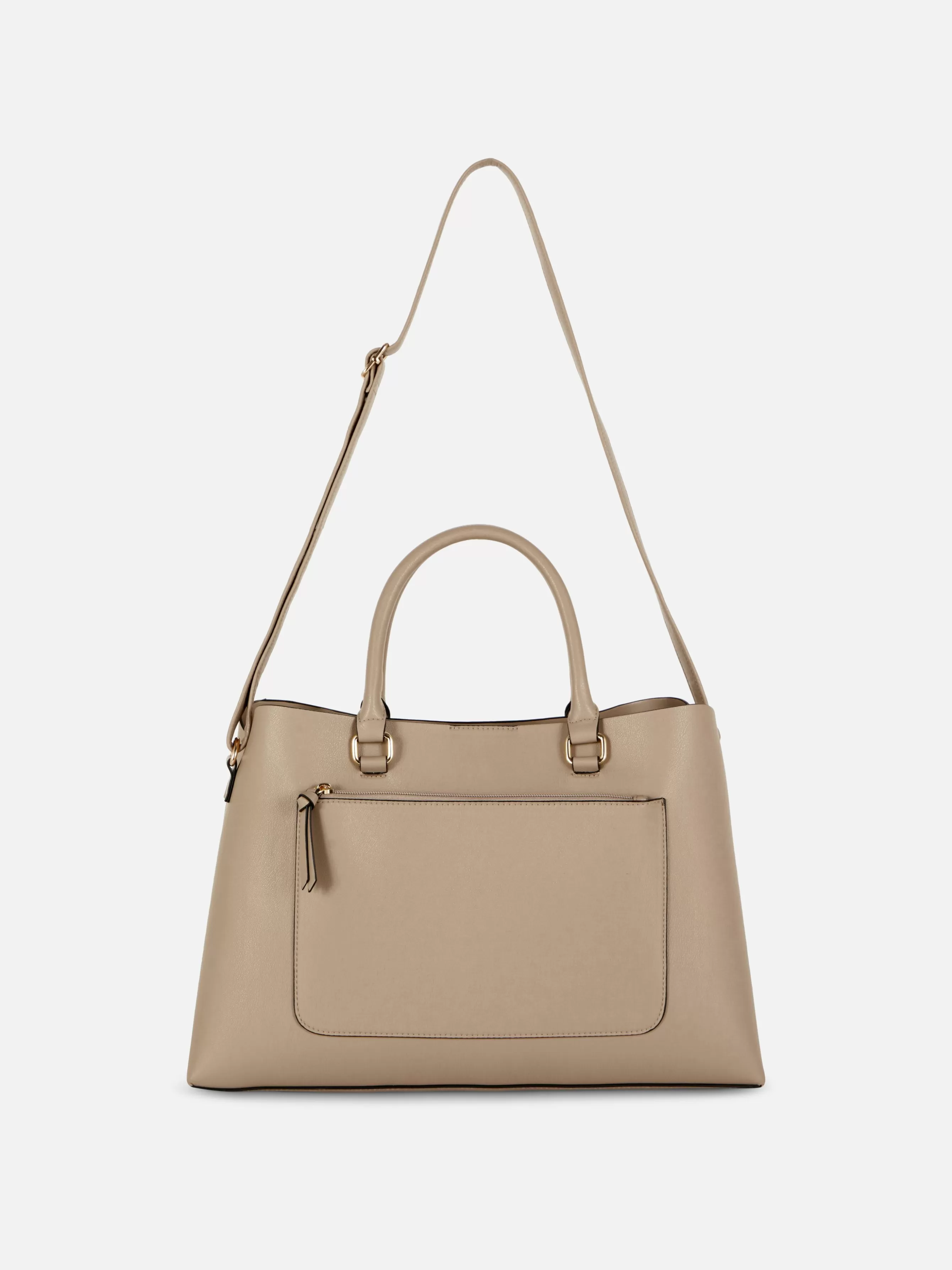 Cheap Primark Sac Fourre-tout En Simili Cuir à Poche Zippée Taupe