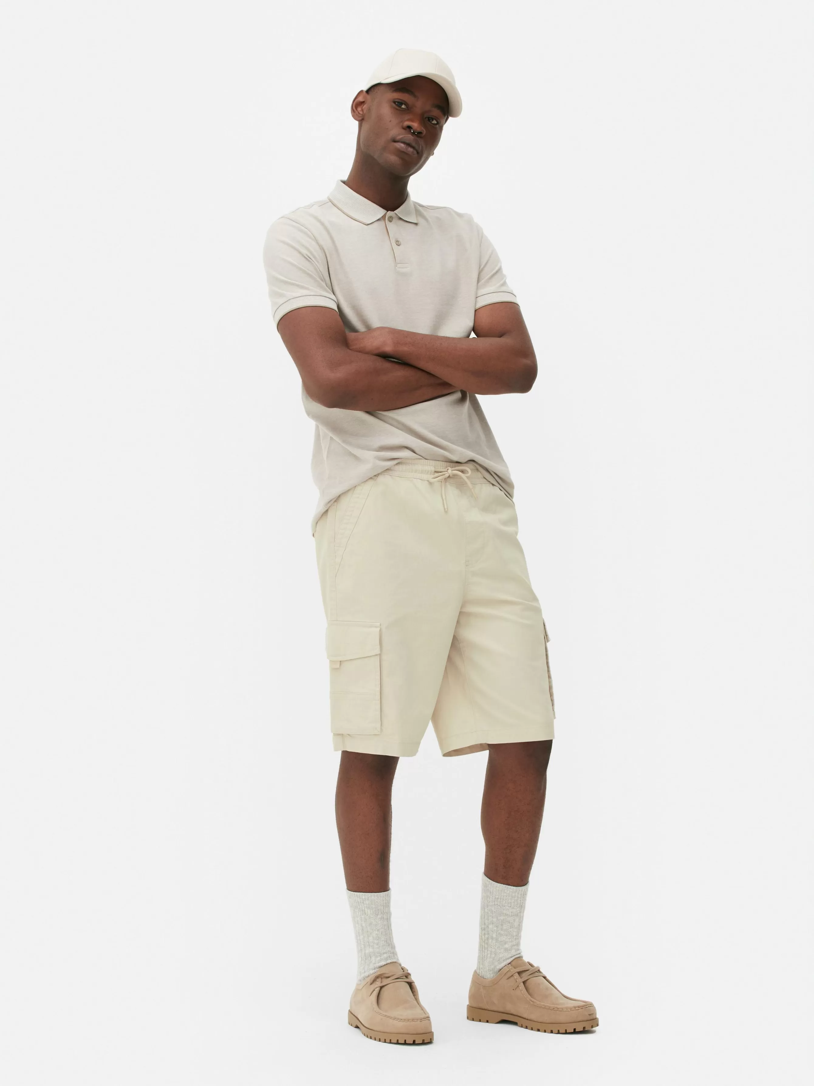 Discount Primark Short Cargo Avec Cordon De Serrage Grège
