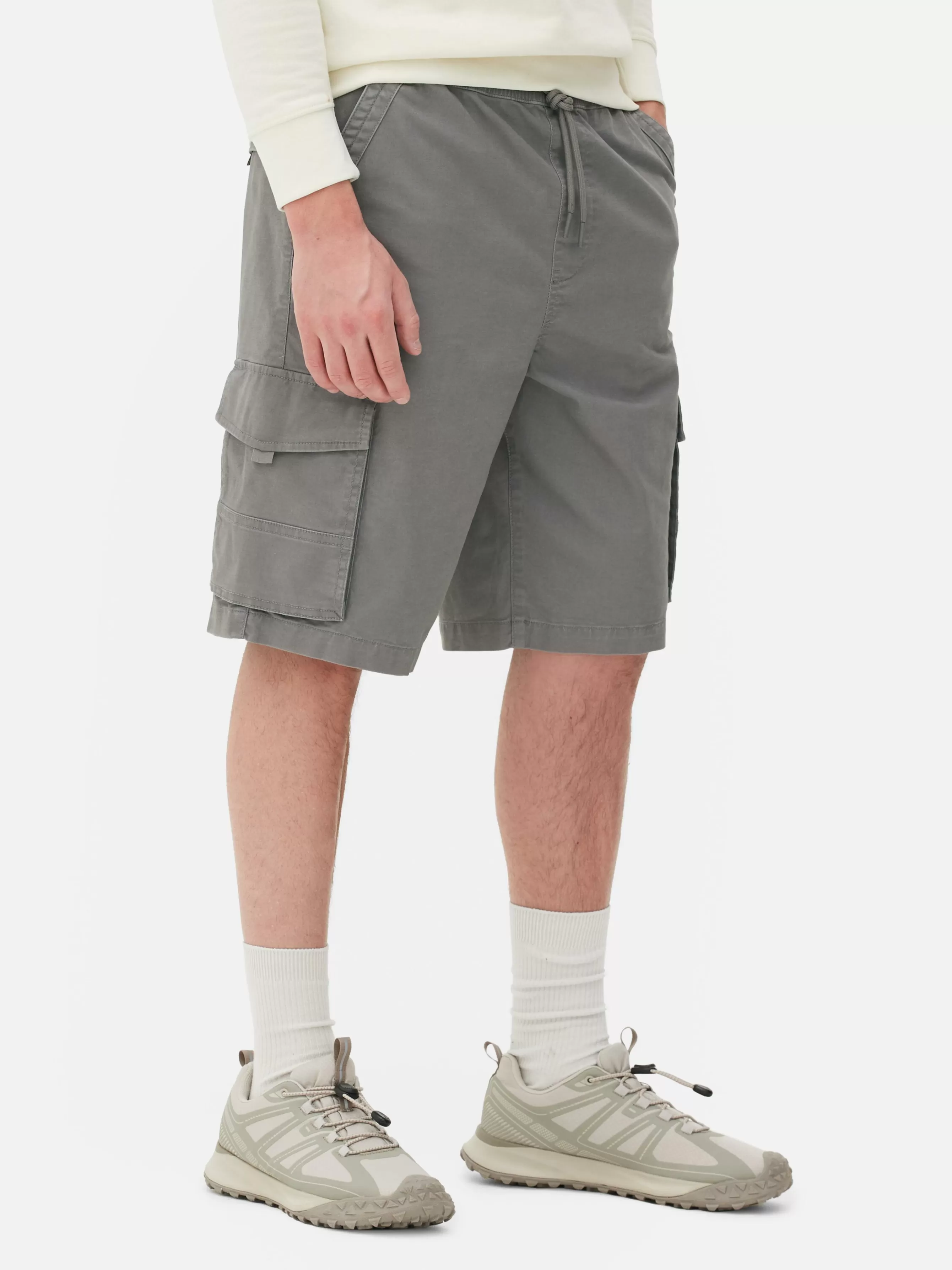 Cheap Primark Short Cargo Avec Cordon De Serrage Gris