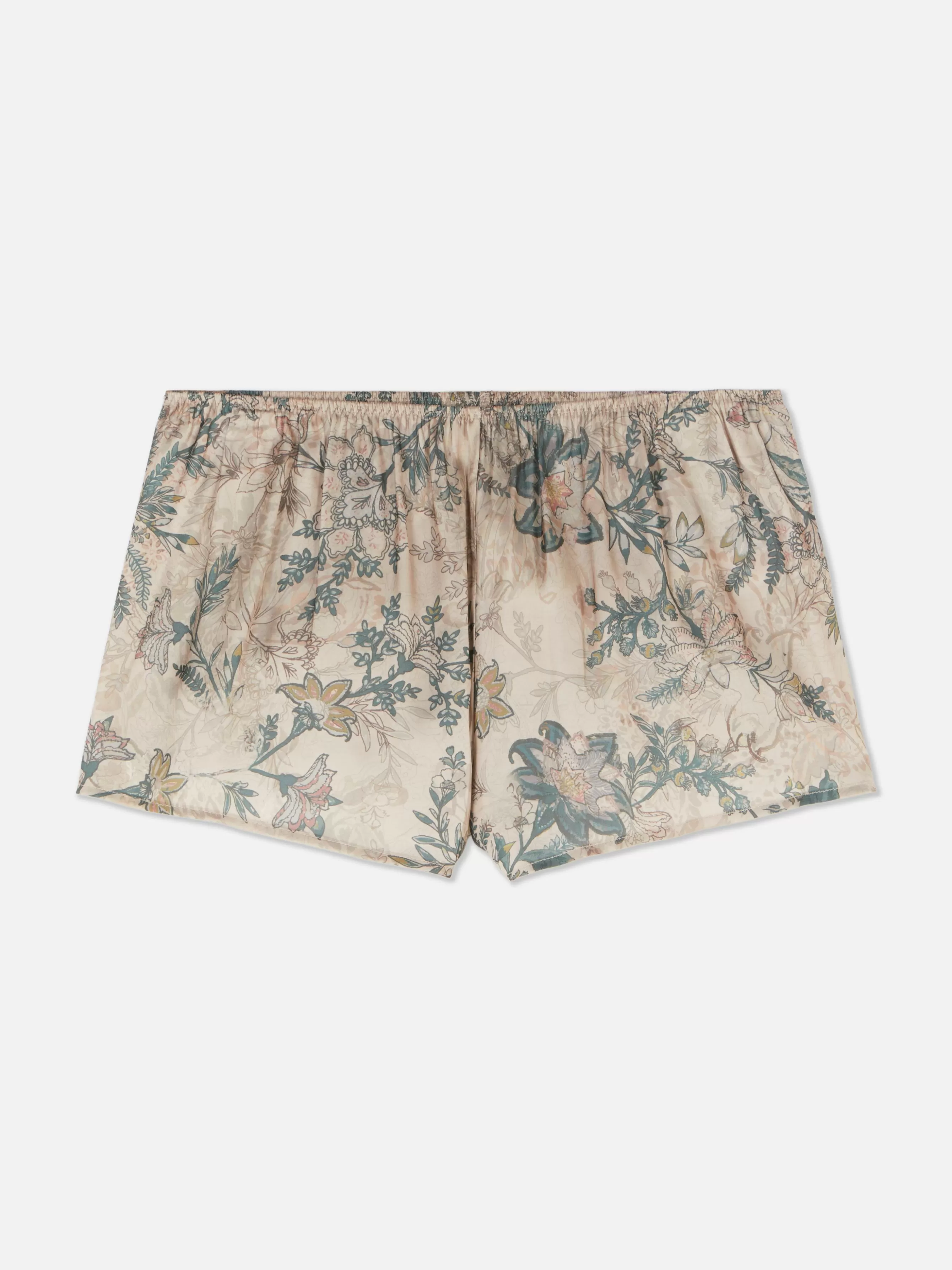 Cheap Primark Short De Pyjama En Satin à Fleurs Kaki