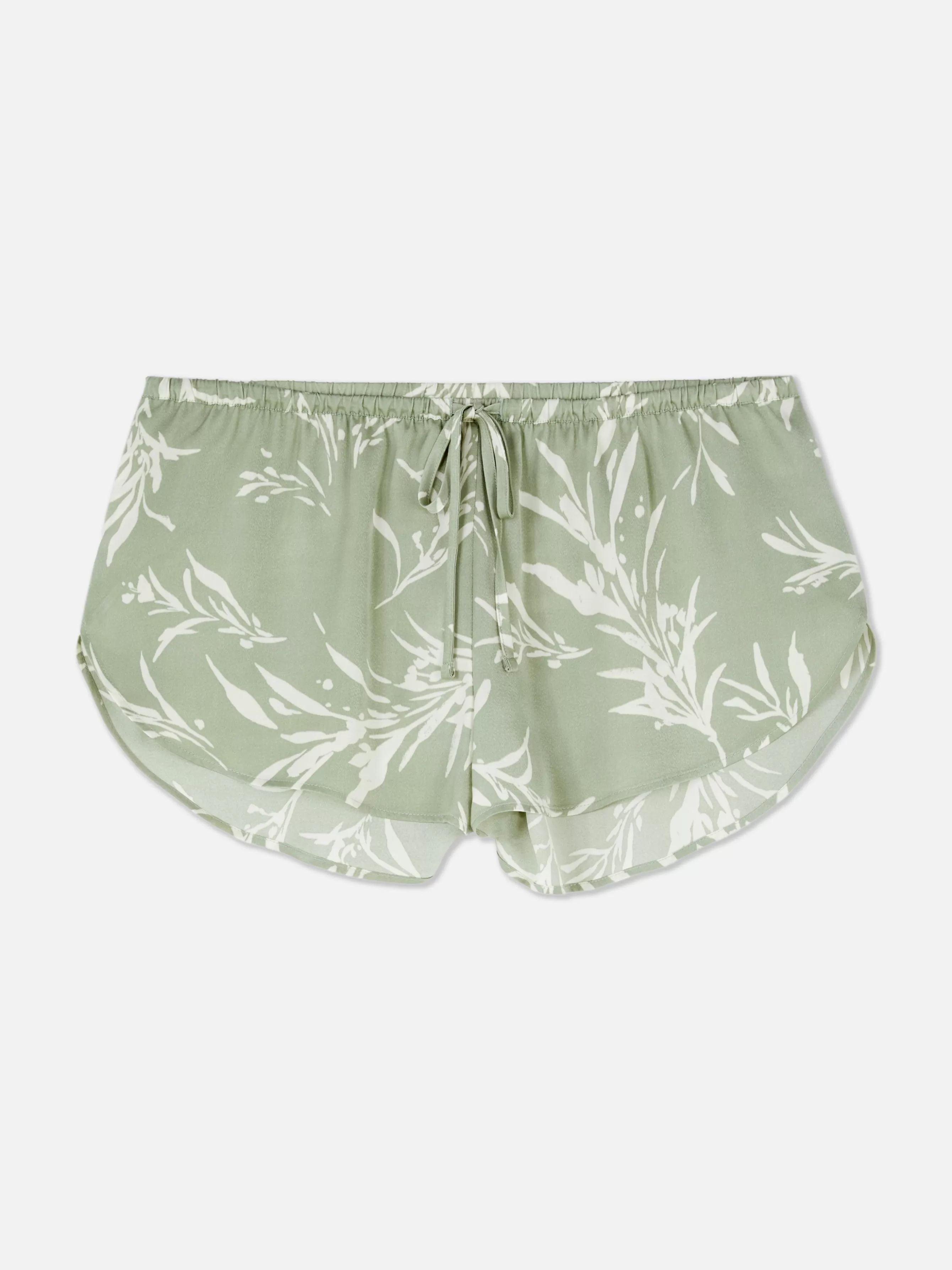 Best Sale Primark Short De Pyjama En Satin à Motif Feuilles Vert clair