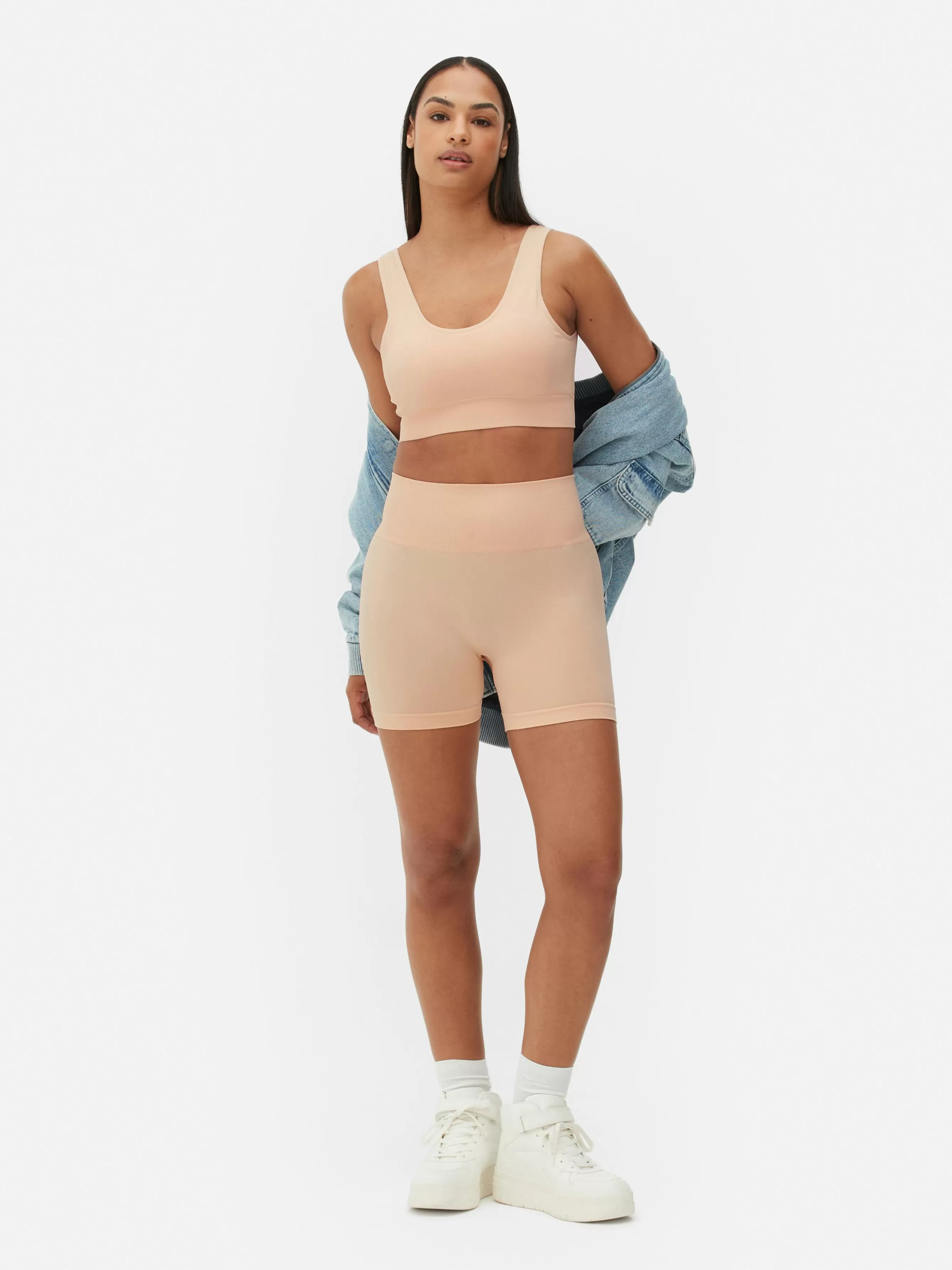 Outlet Primark Short De Yoga Taille Haute Sans Coutures Pêche