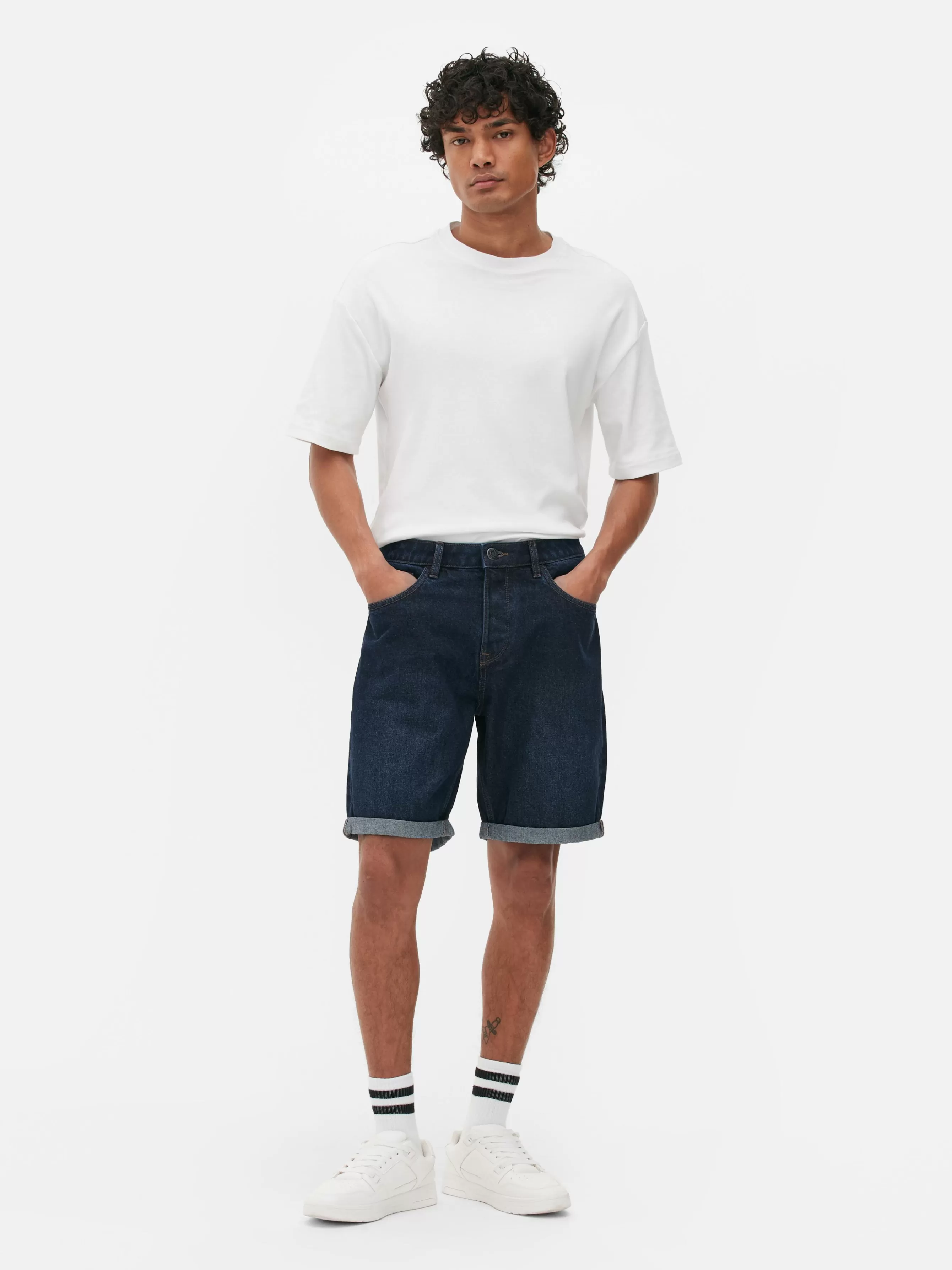 Sale Primark Short Droit En Jean Bleu foncé