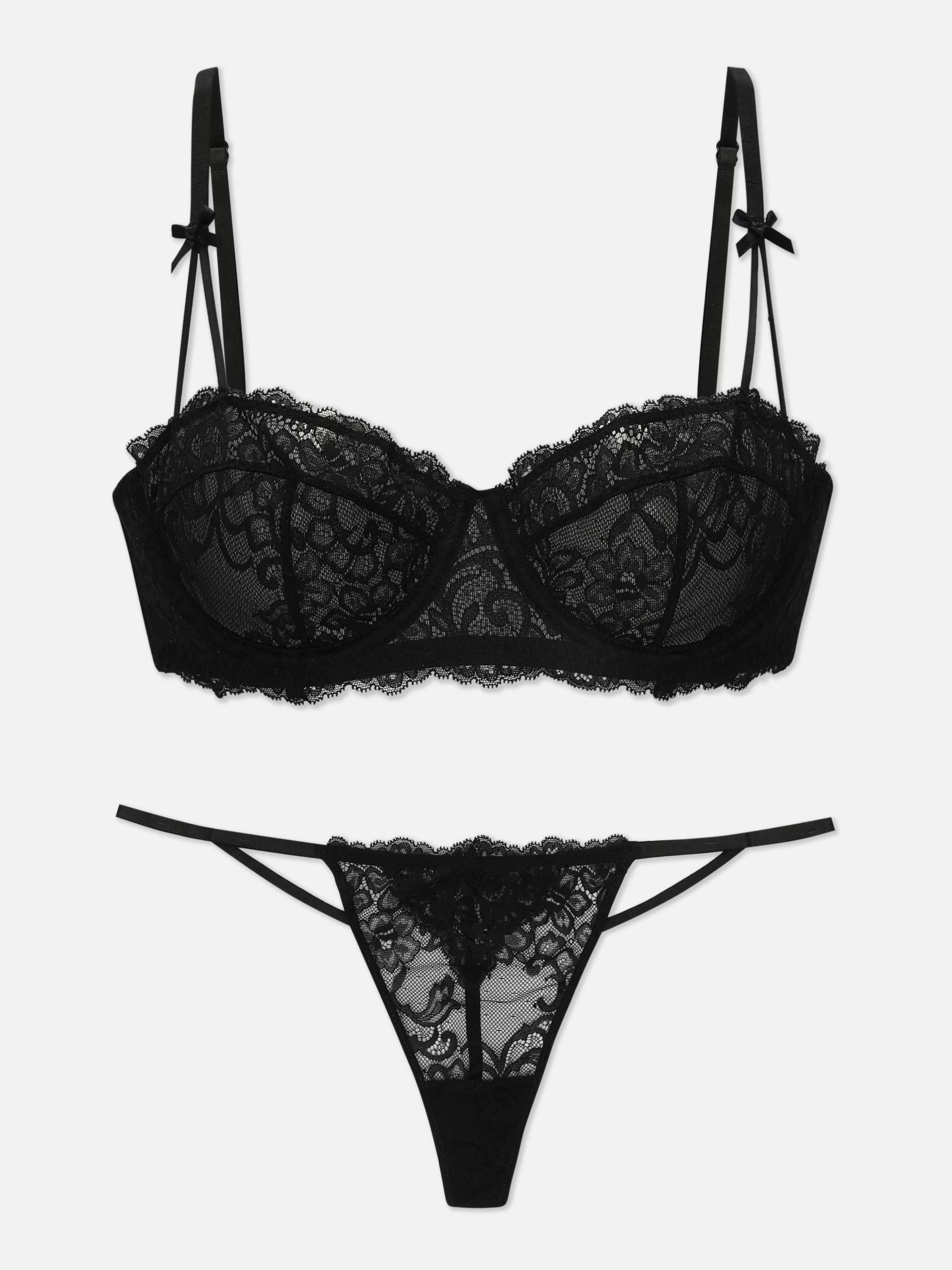 Sale Primark Soutien-gorge Balconnets Et String En Dentelle Noir