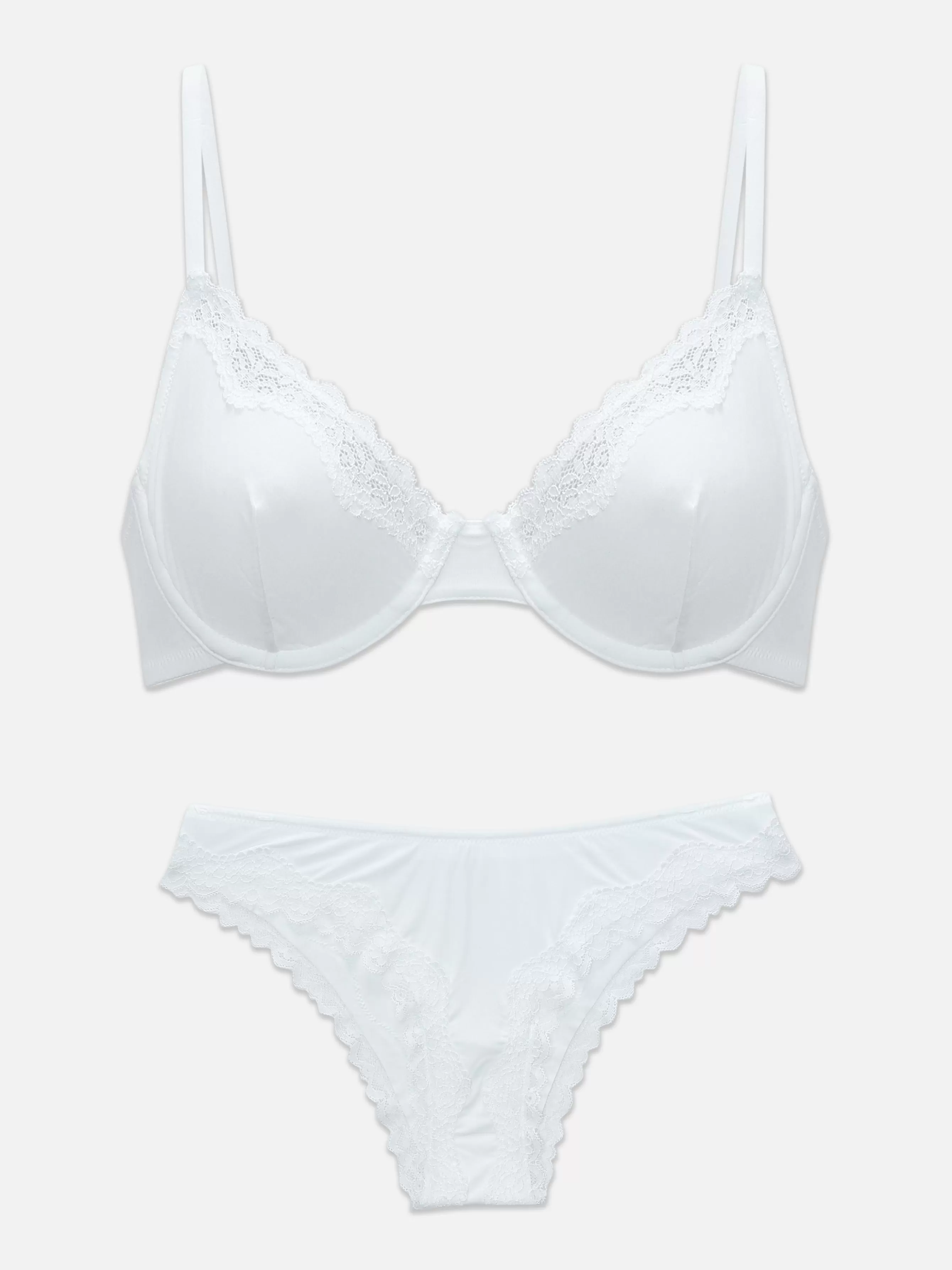 Hot Primark Soutien-gorge Non Rembourré Et Culotte En Dentelle Blanc