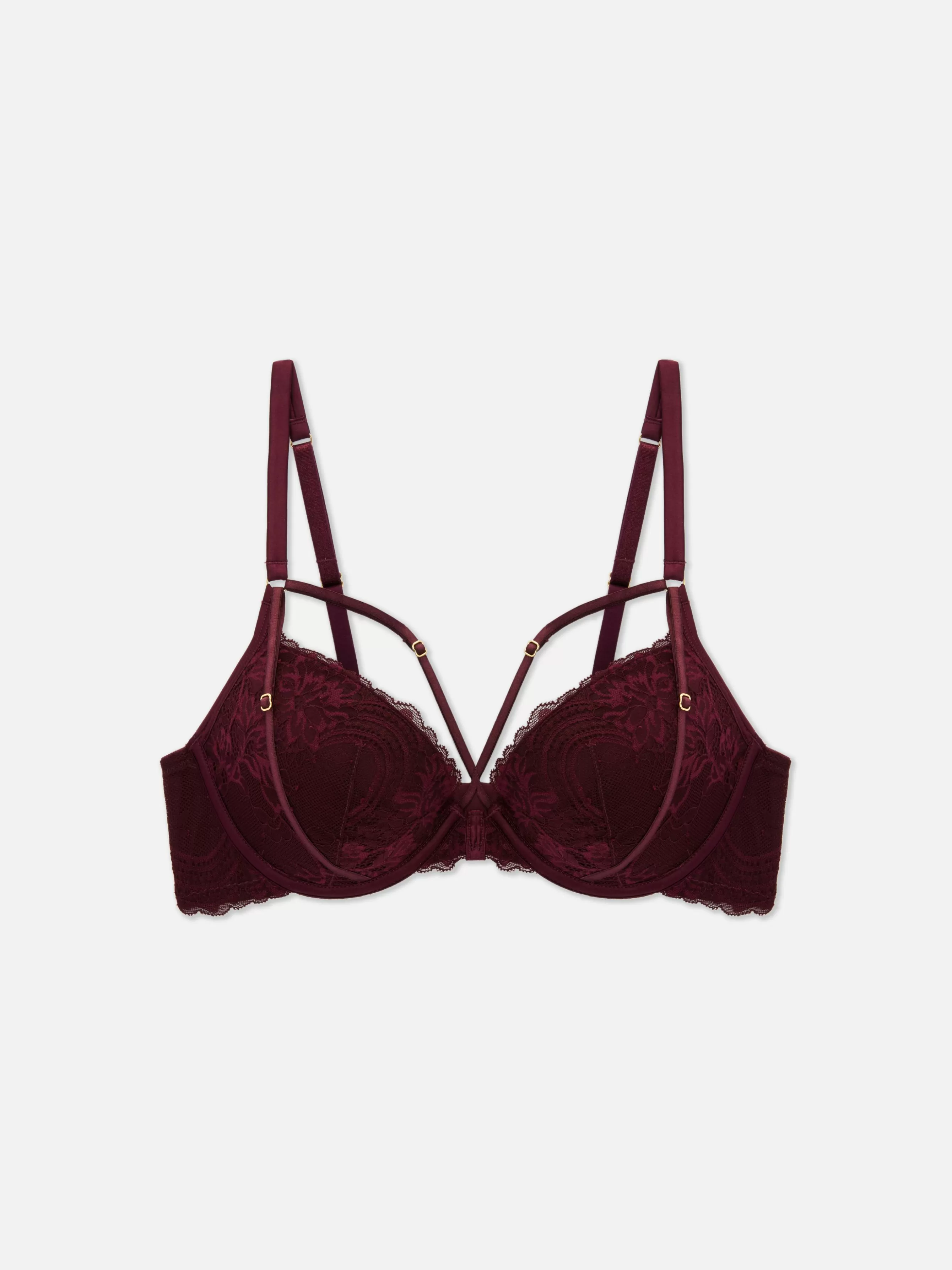 Shop Primark Soutien-gorge Push-up En Dentelle à Armatures Bordeaux