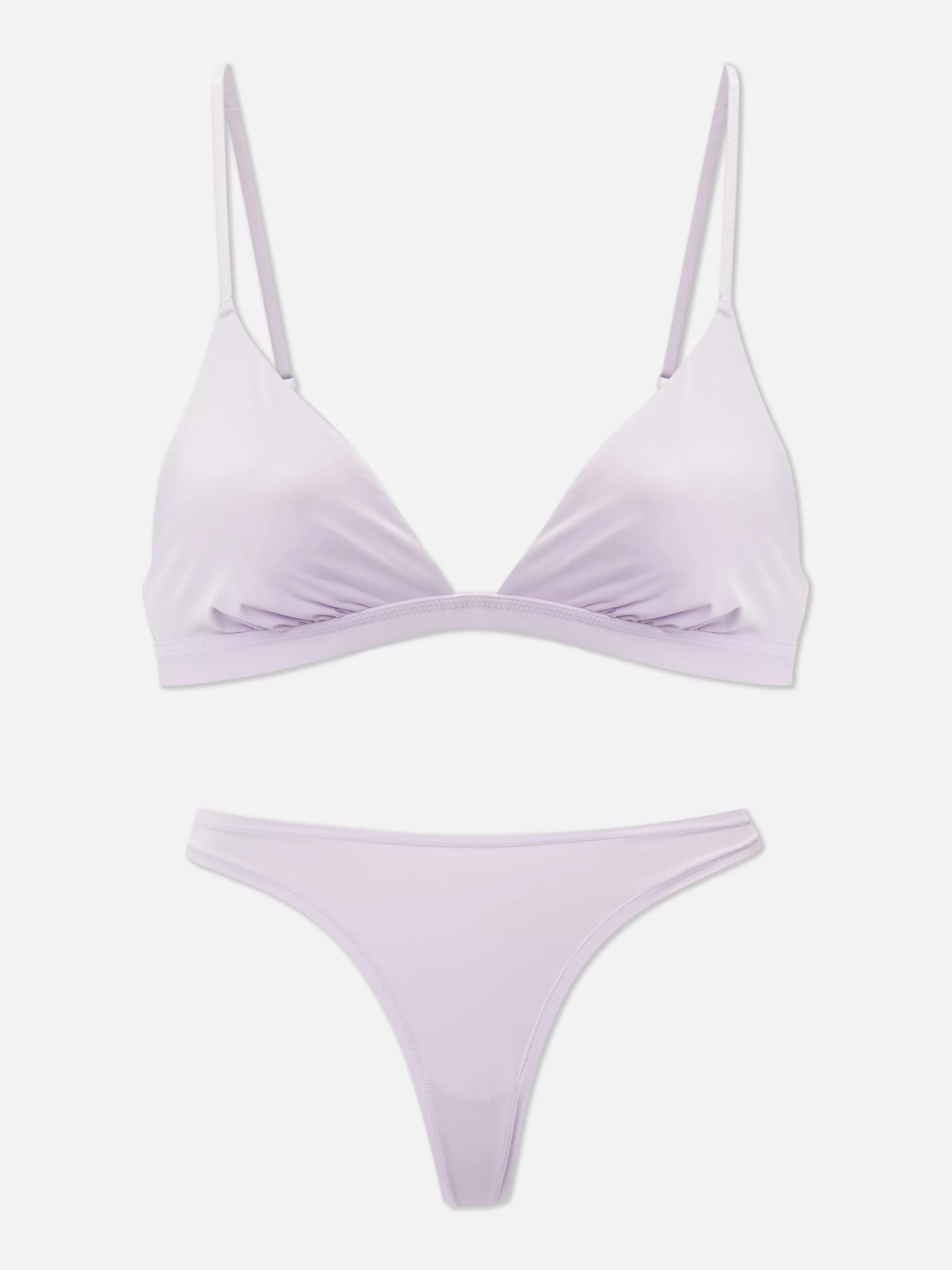 Shop Primark Soutien-gorge Triangle Et String En Microfibre Lilas