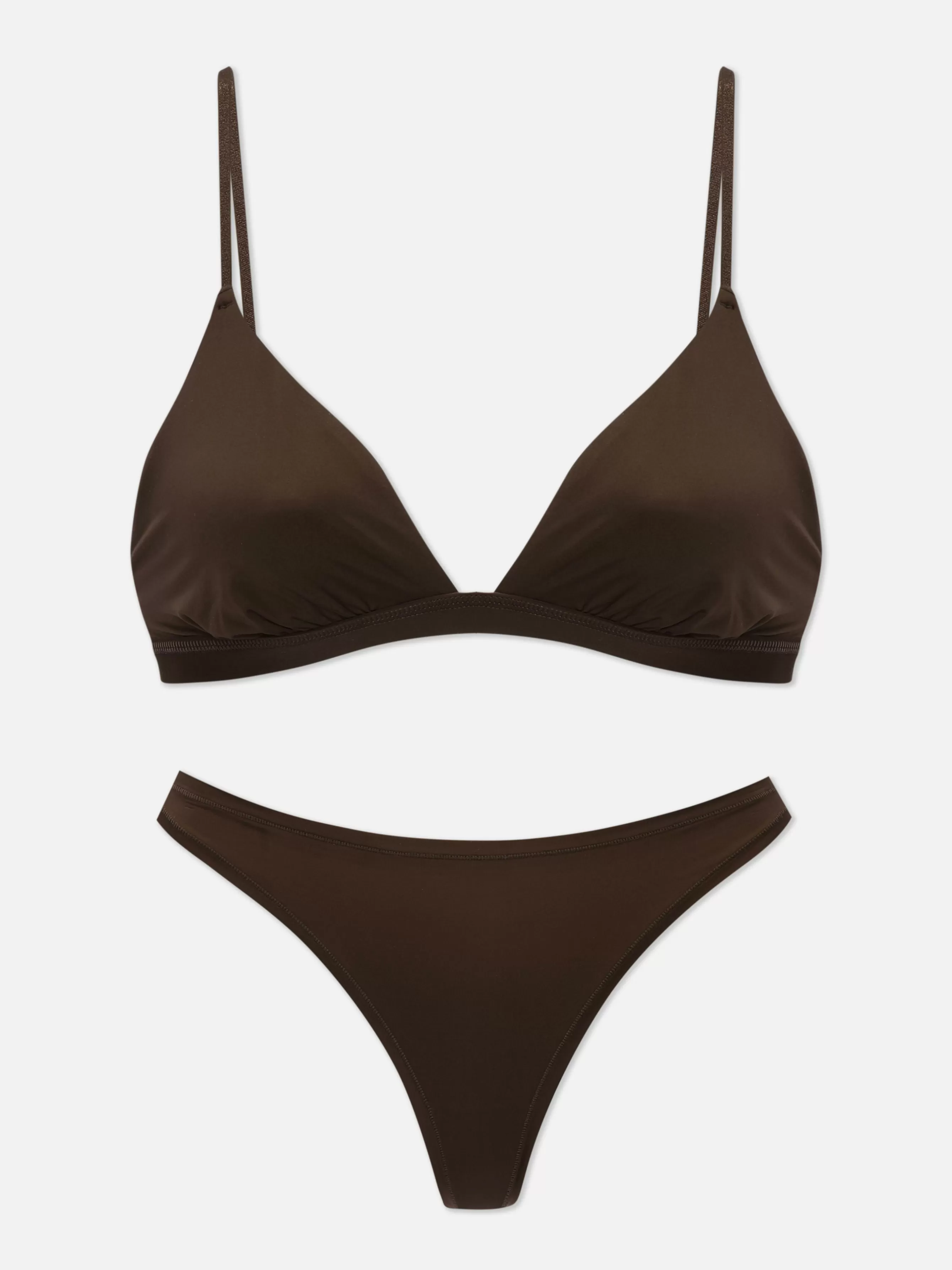 Shop Primark Soutien-gorge Triangle Et String En Microfibre Figue