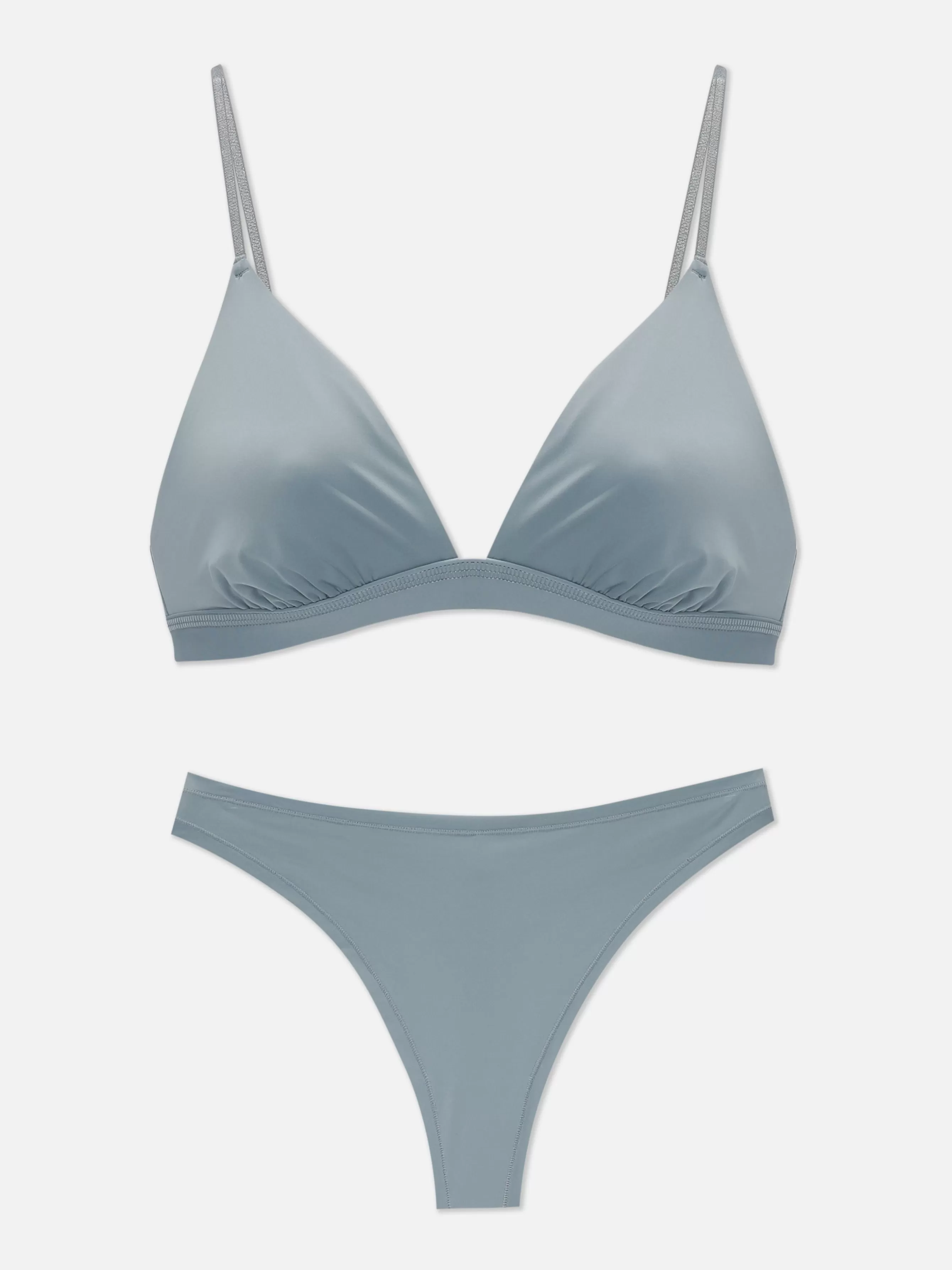 New Primark Soutien-gorge Triangle Et String En Microfibre Gris clair