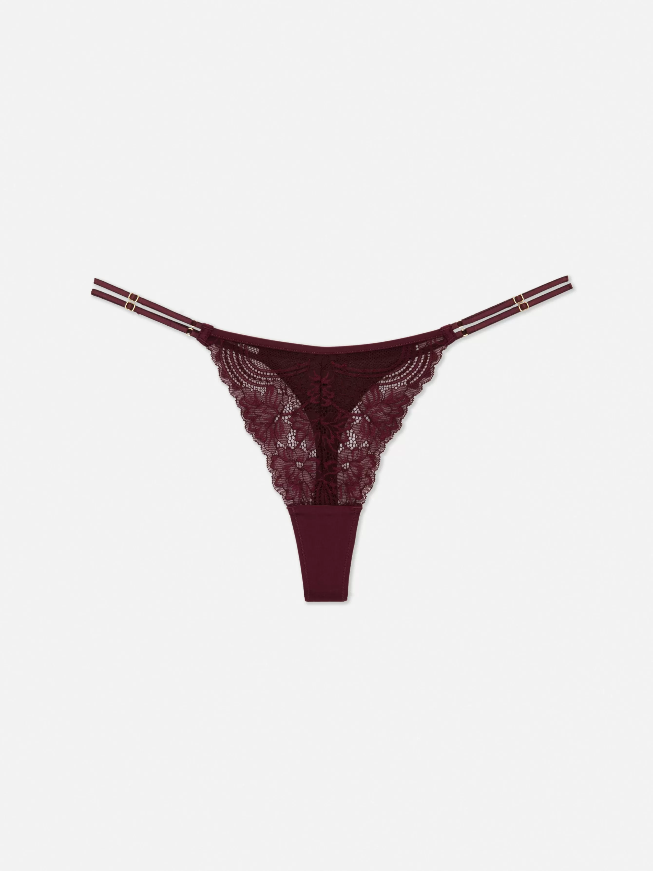 Hot Primark String En Dentelle à Double Lanière Bordeaux