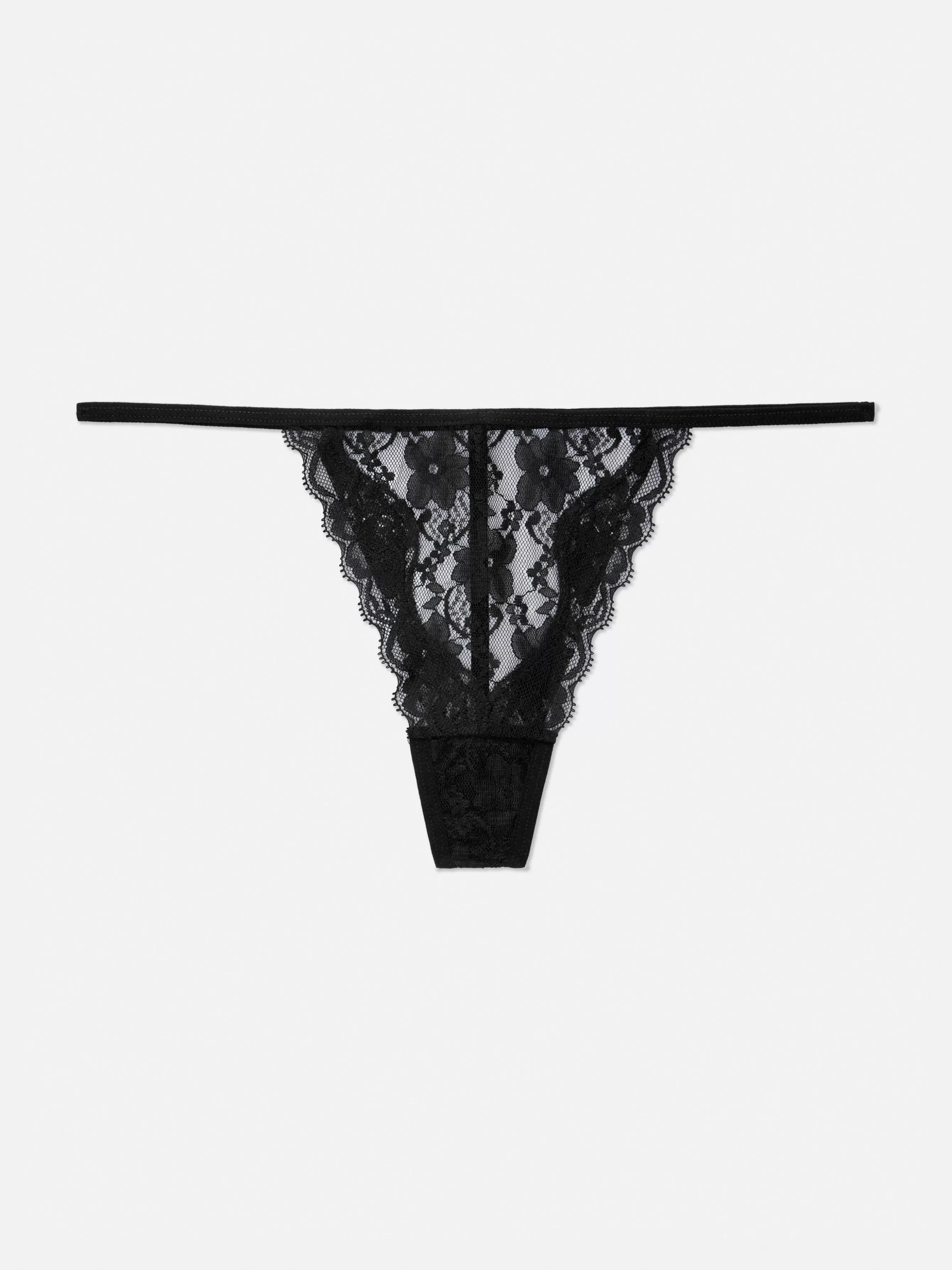 Flash Sale Primark String En Dentelle à Motif Floral Noir