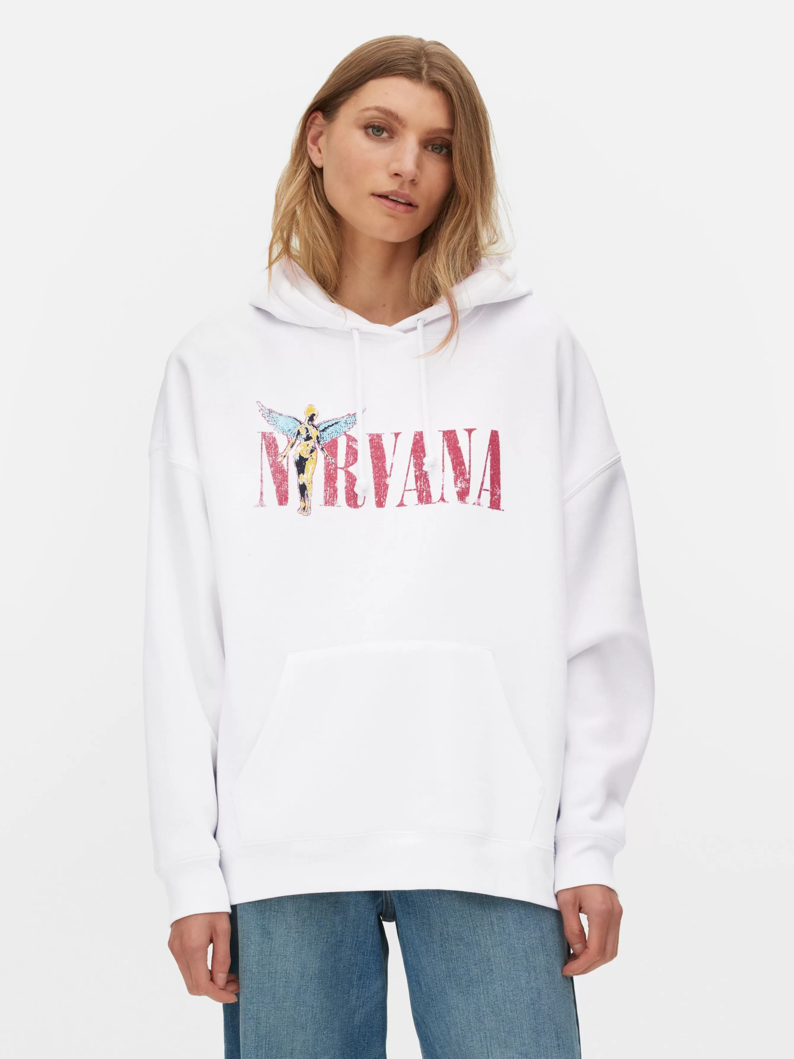 Discount Primark Sweat à Capuche Graphique Nirvana Ivoire