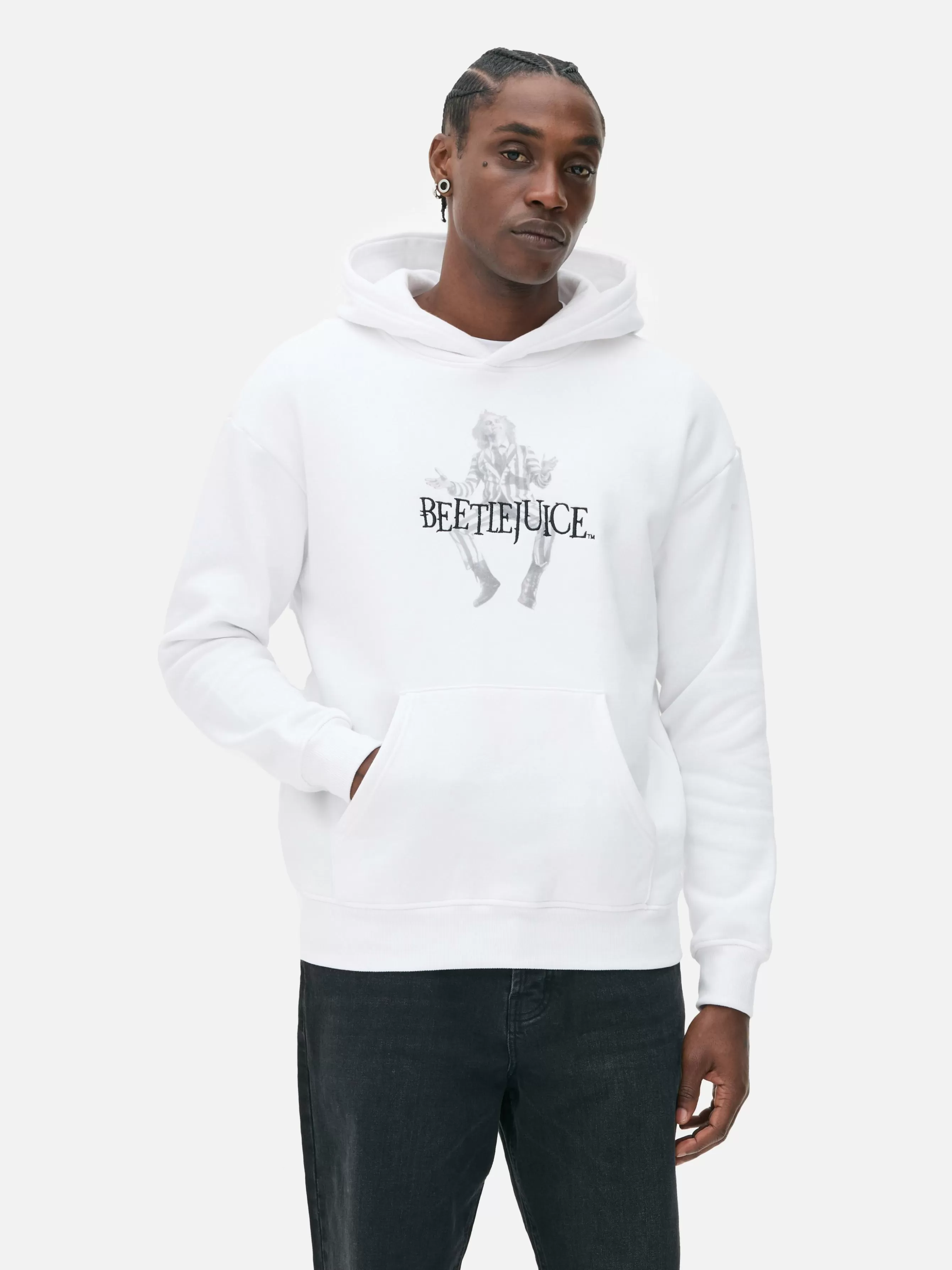 Outlet Primark Sweat à Capuche Graphique Personnage Beetlejuice Blanc