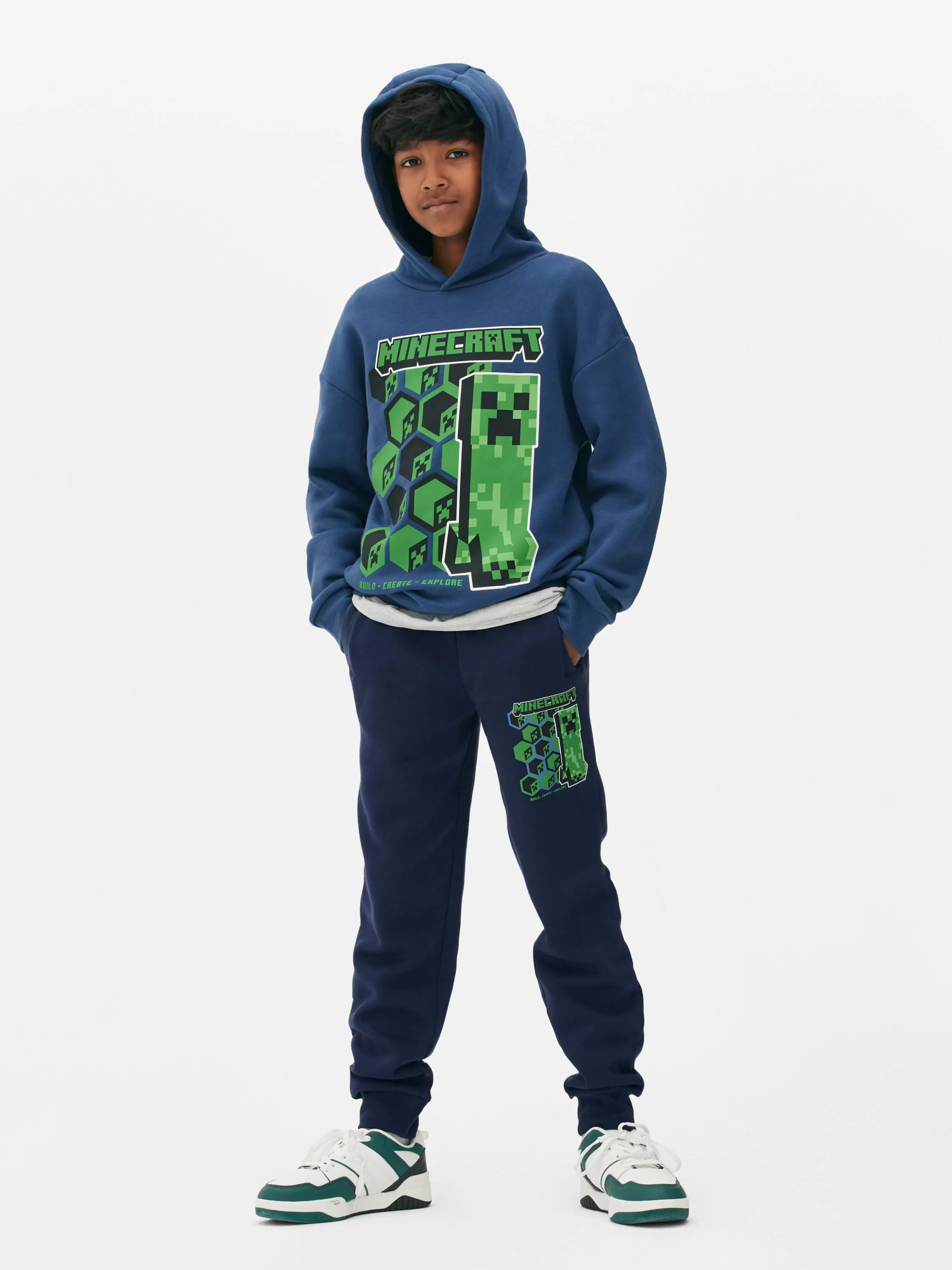 Online Primark Sweat à Capuche Minecraft Creeper Bleu