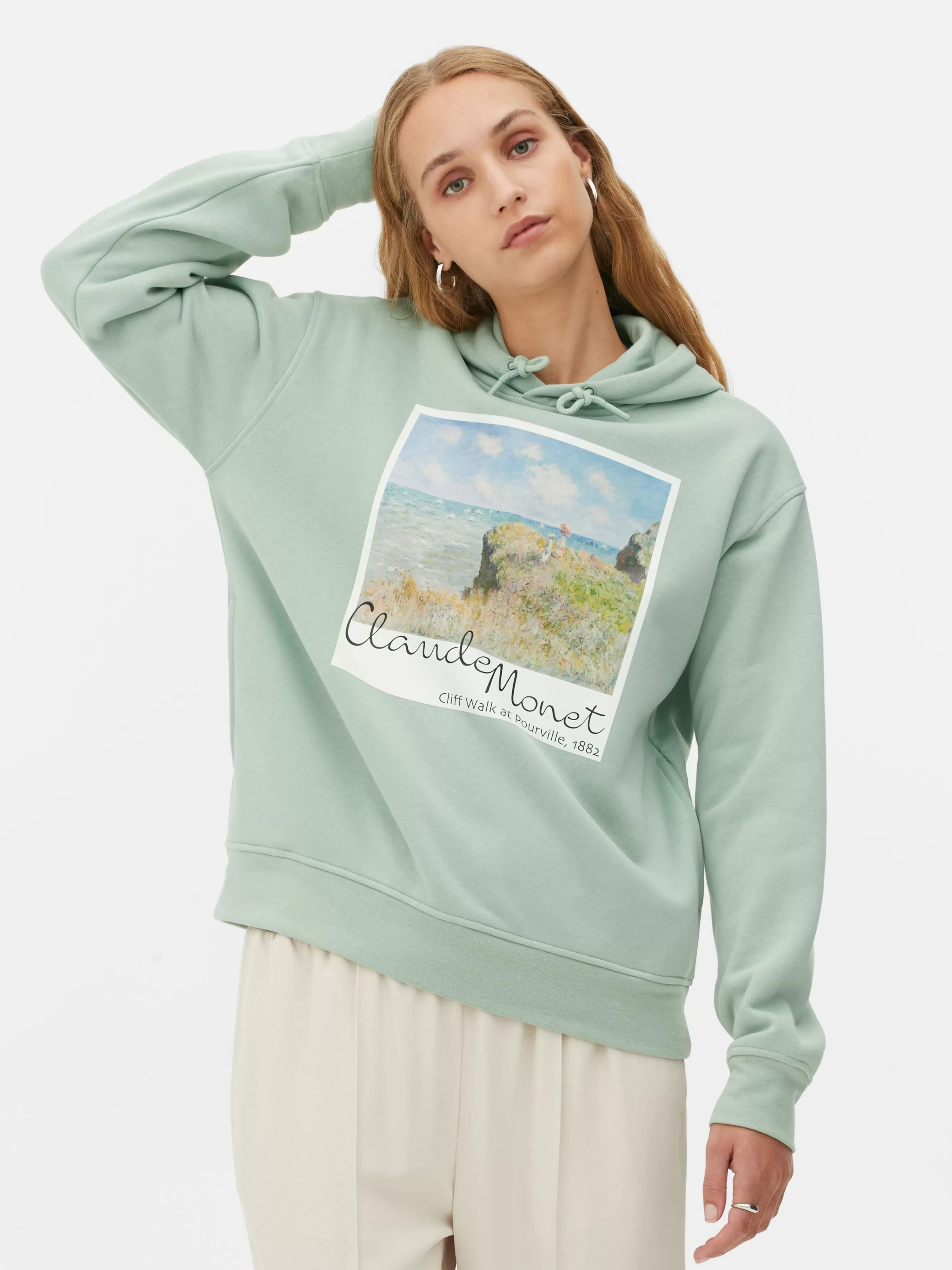 Store Primark Sweat à Capuche Polaroid Claude Monet Vert menthe