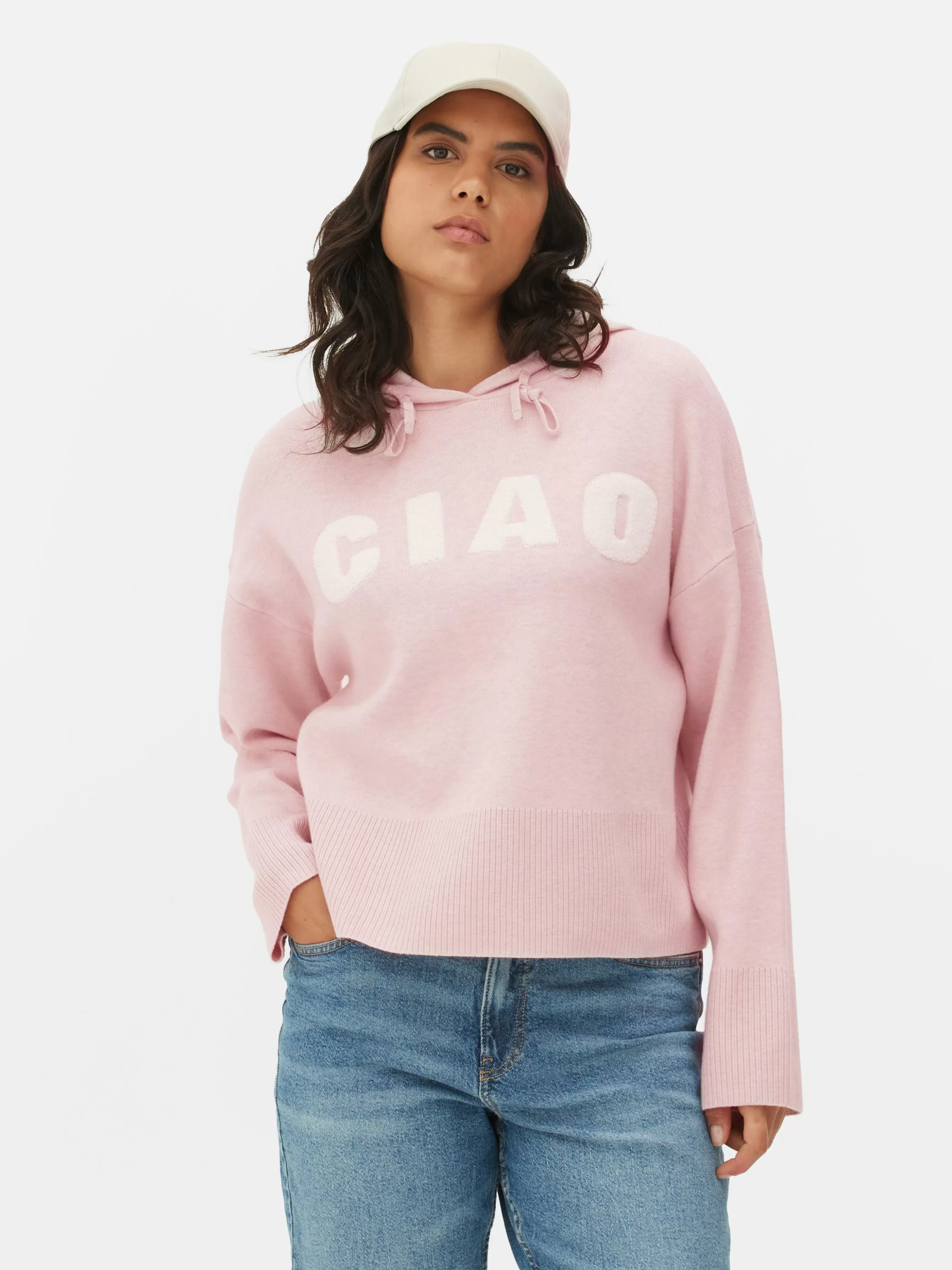 Store Primark Sweat à Capuche Tricoté à Message Rose poudré