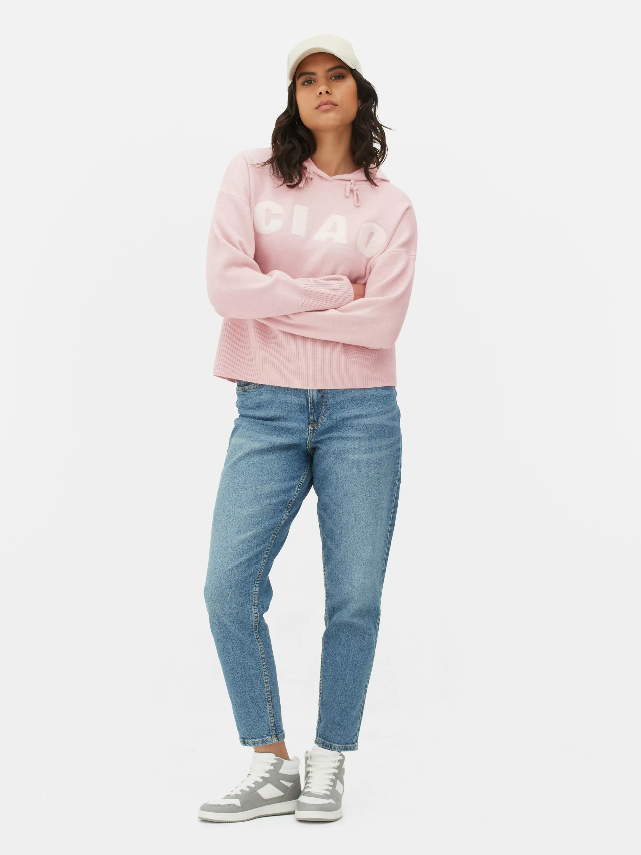 Store Primark Sweat à Capuche Tricoté à Message Rose poudré