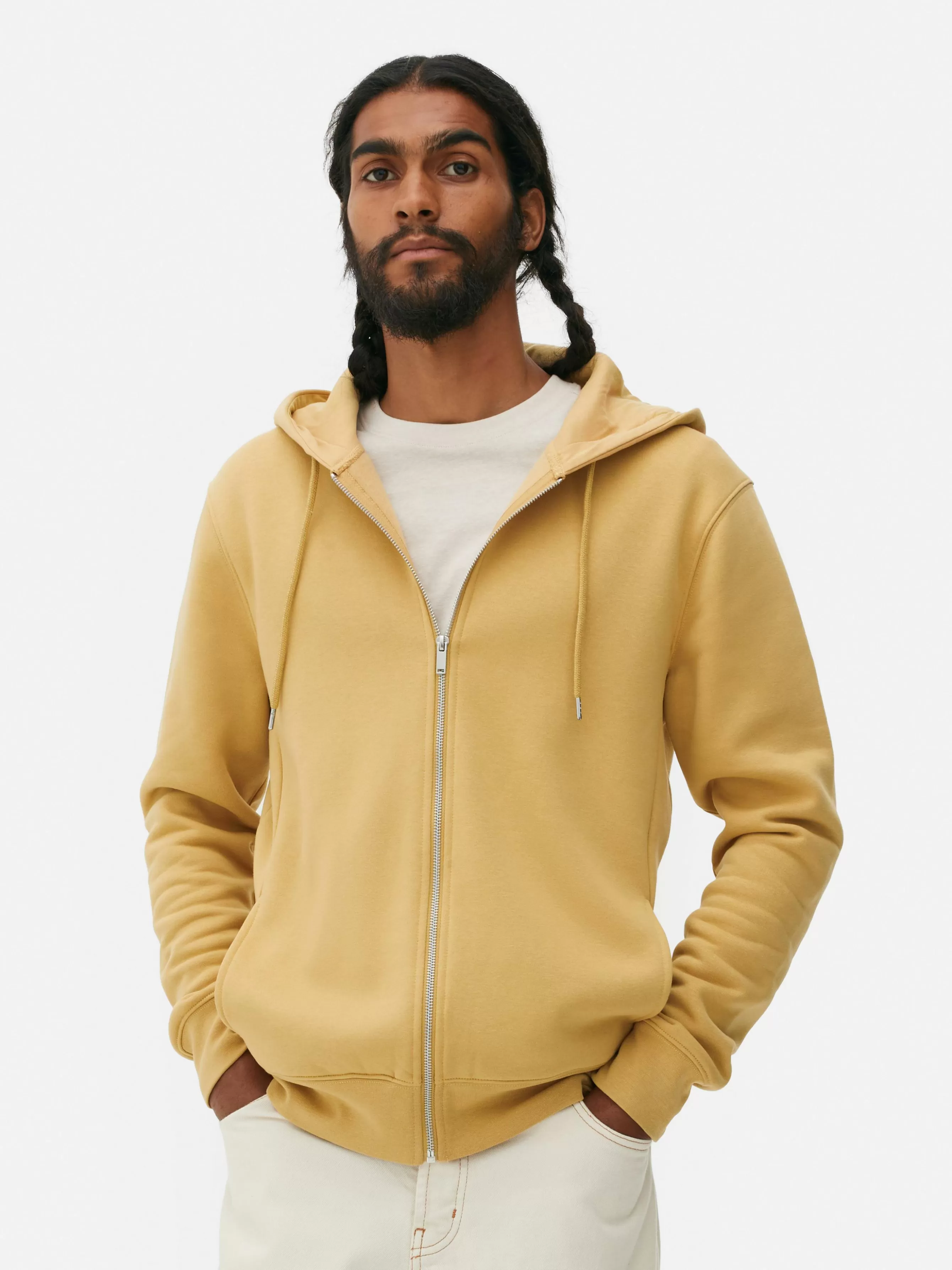 Shop Primark Sweat à Capuche Zippé Classique Jaune moutarde