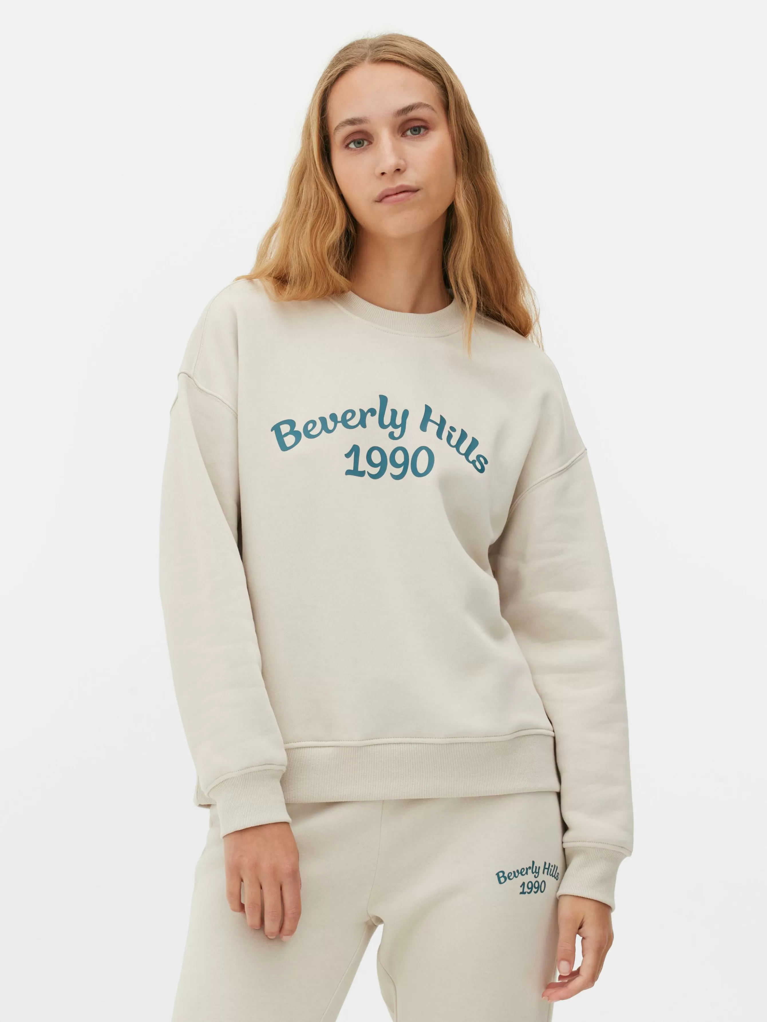 Cheap Primark Sweat-shirt à Col Ras-du-cou Avec Message Crème