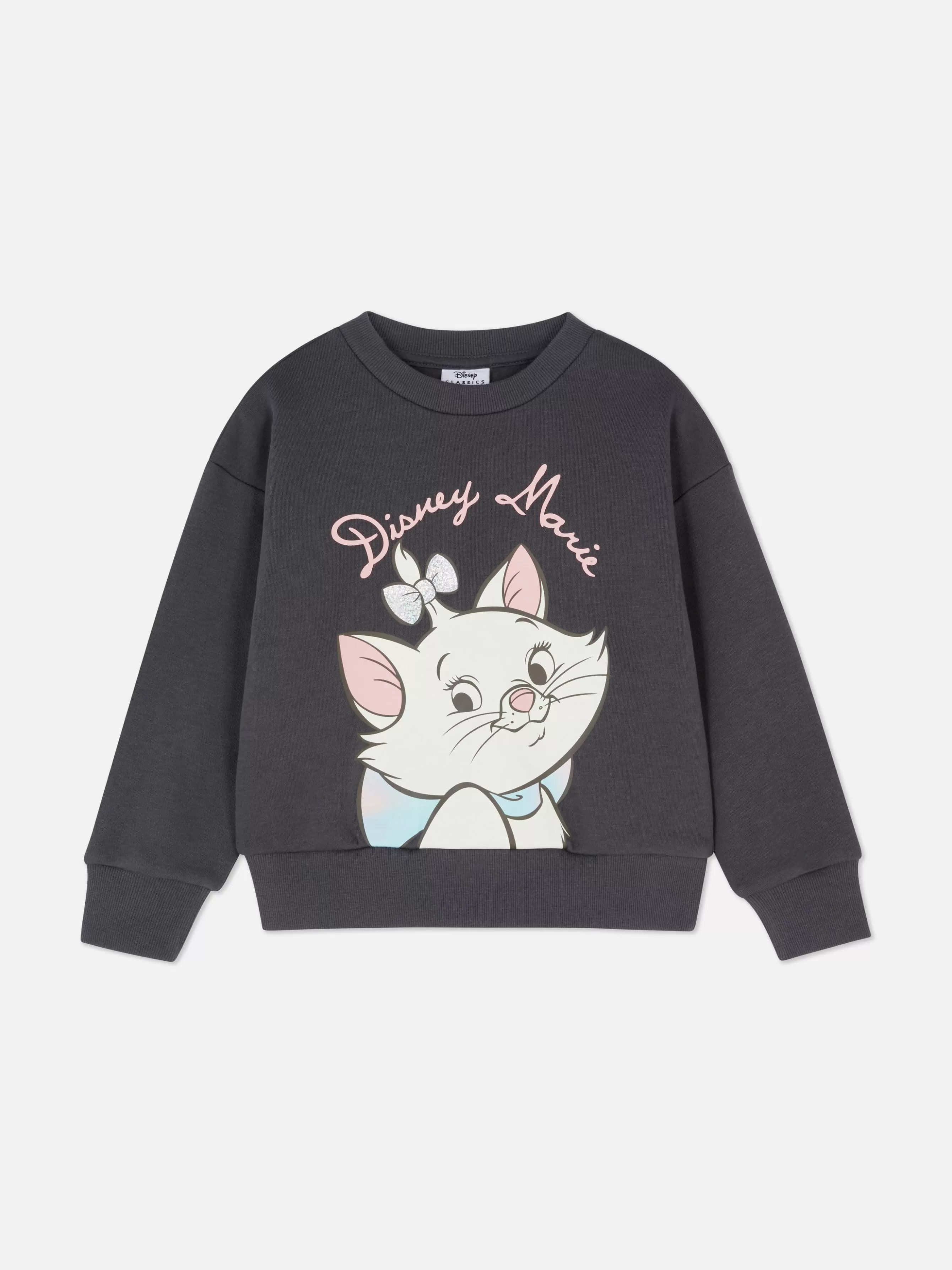 Fashion Primark Sweat-shirt à Col Ras-du-cou Disney Les Aristochats Marie Anthracite