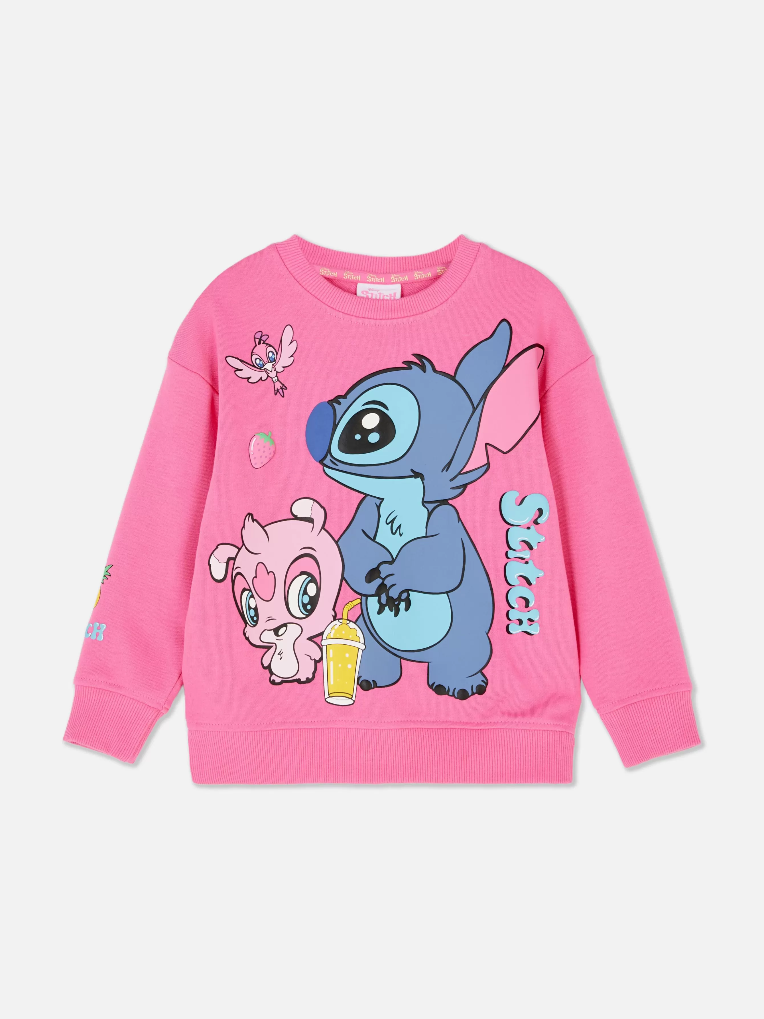 New Primark Sweat-shirt à Col Ras-du-cou Disney Lilo & Stitch Slushy Rose