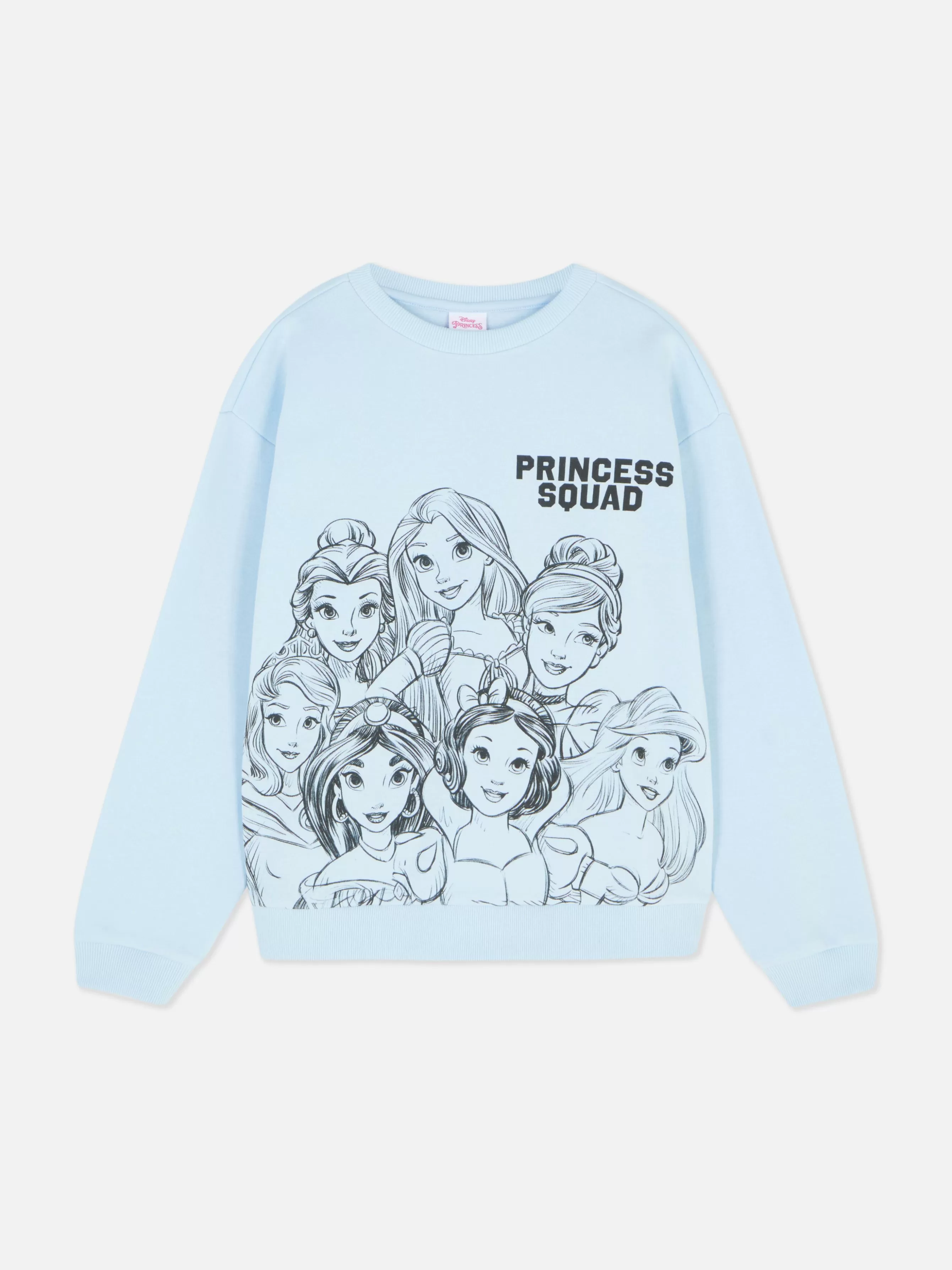 Store Primark Sweat-shirt à Col Ras-du-cou Disney Princesses Bleu clair