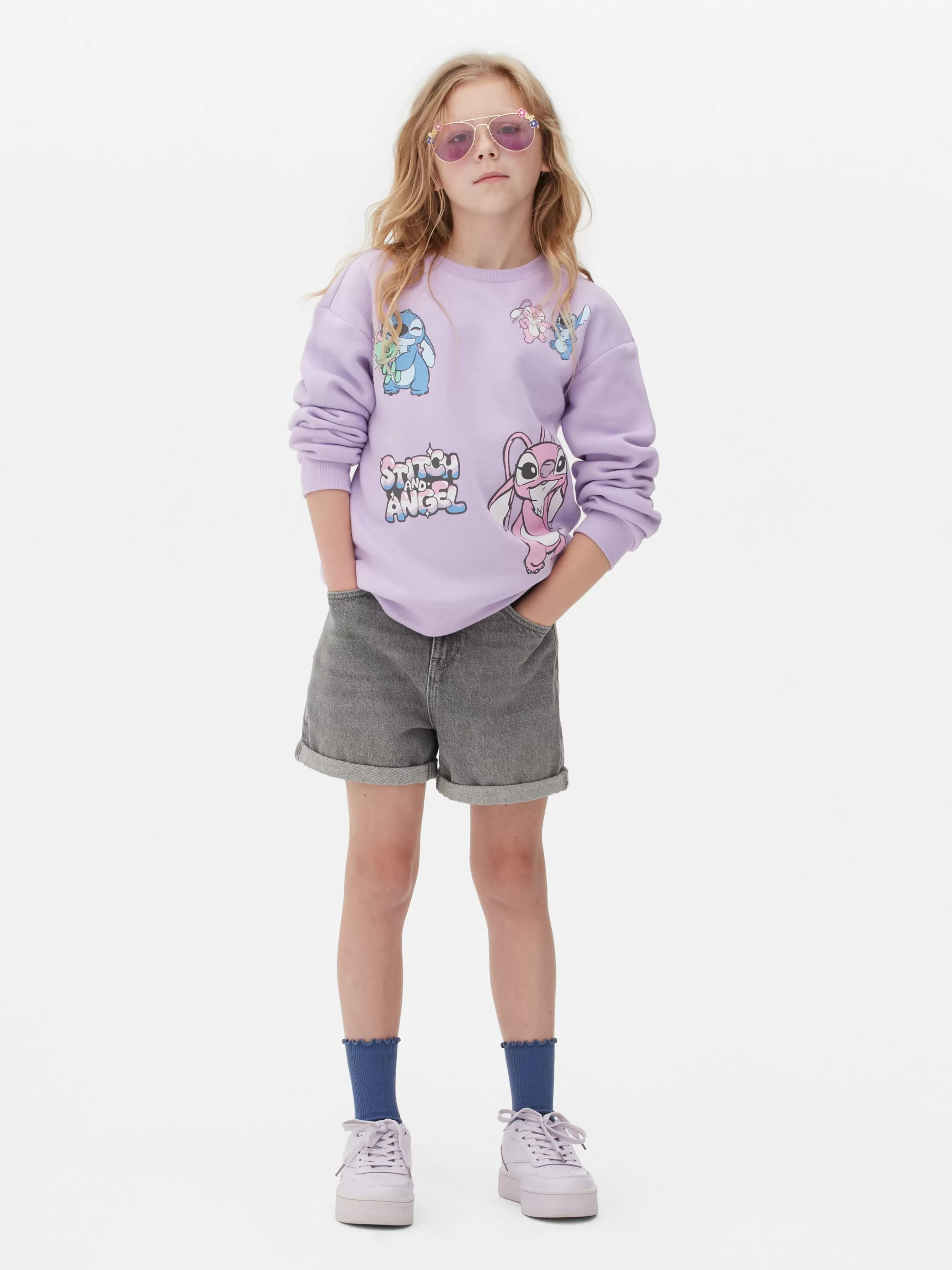 Best Primark Sweat-shirt à Col Ras-du-cou Disney Stitch & Angel Violet