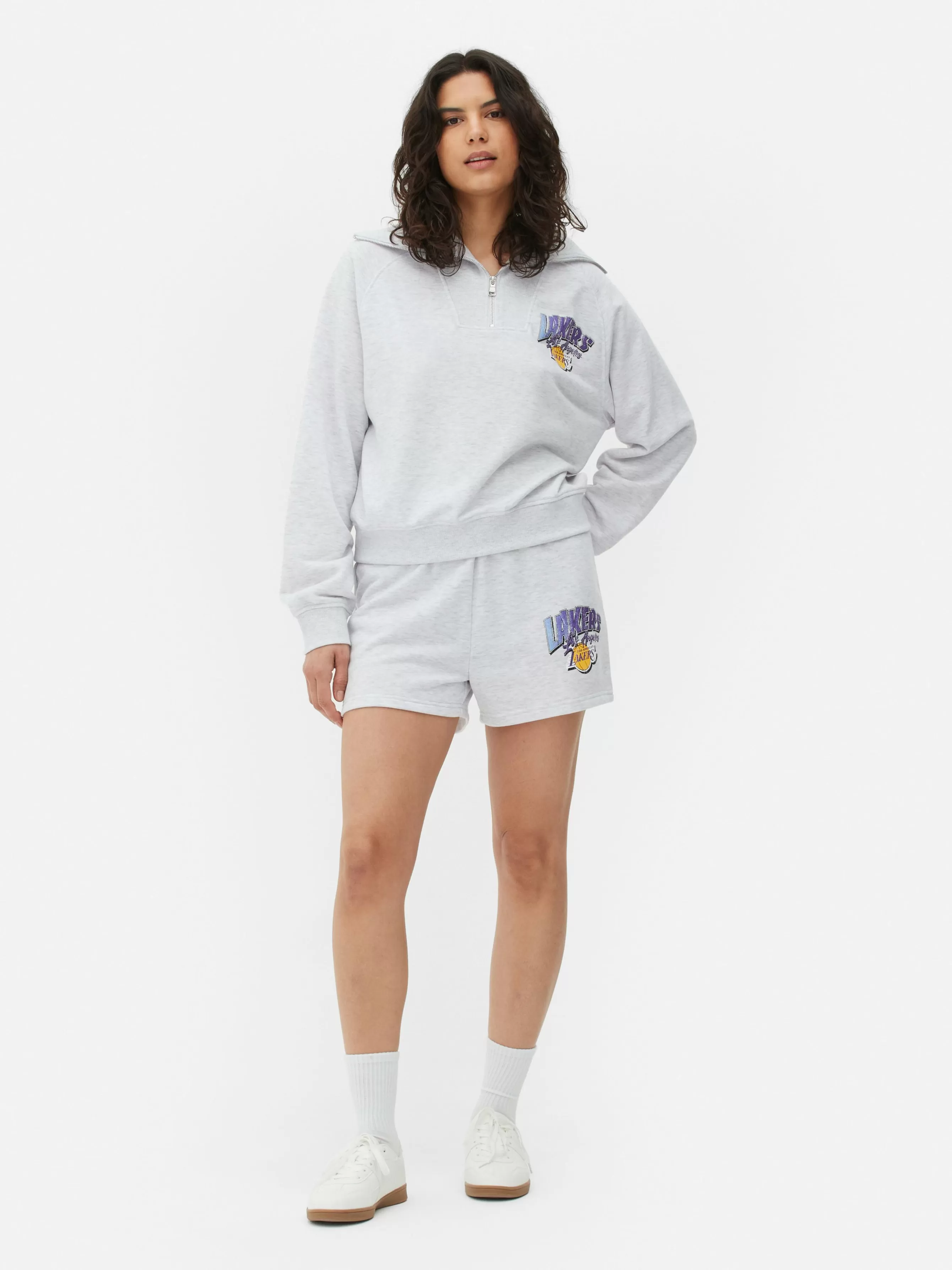 Best Sale Primark Sweat-shirt à Col Zippé NBA Los Angeles Lakers à Coordonner Gris