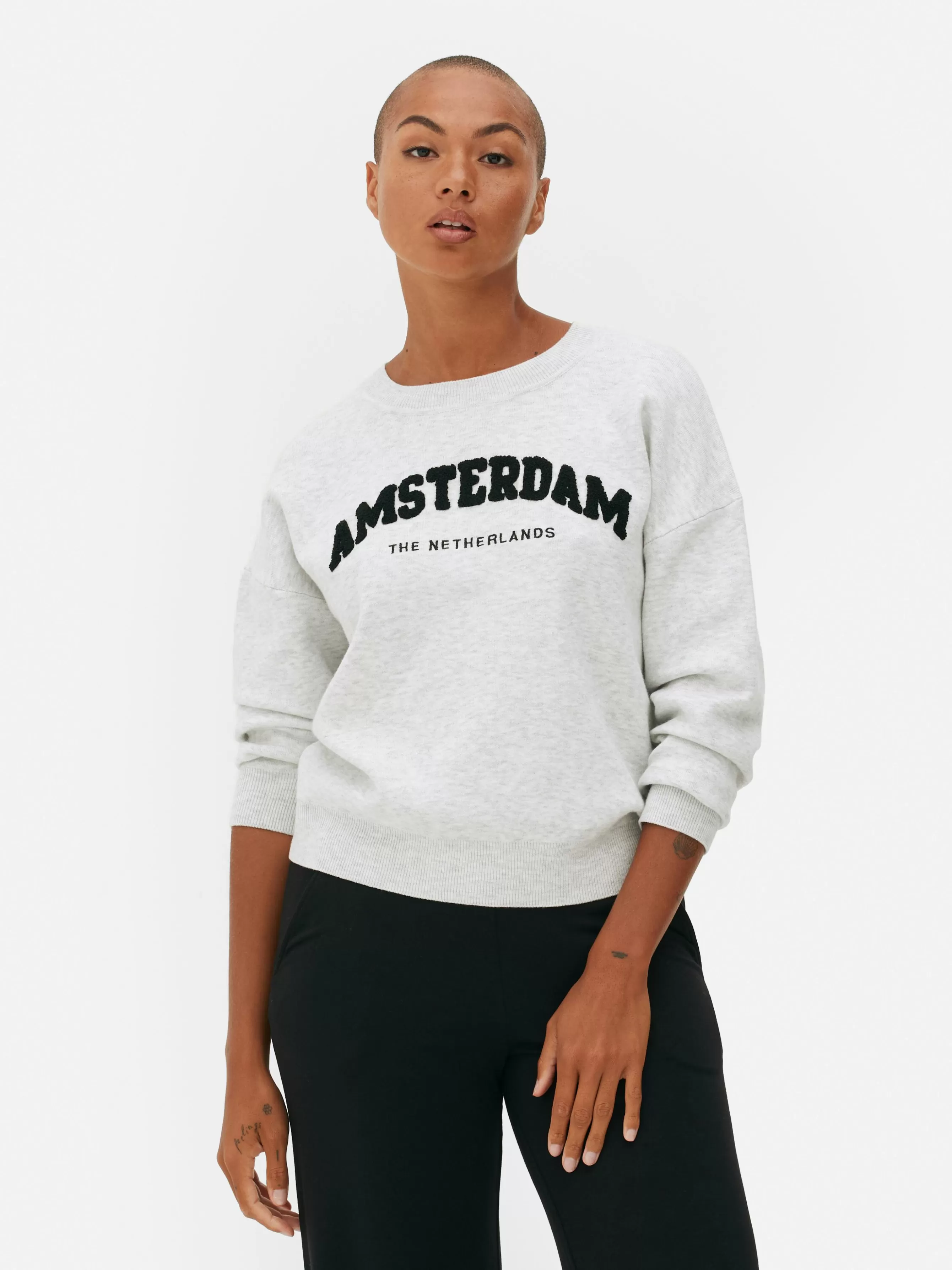 Flash Sale Primark Sweat-shirt à Message Sur Le Devant Gris chiné