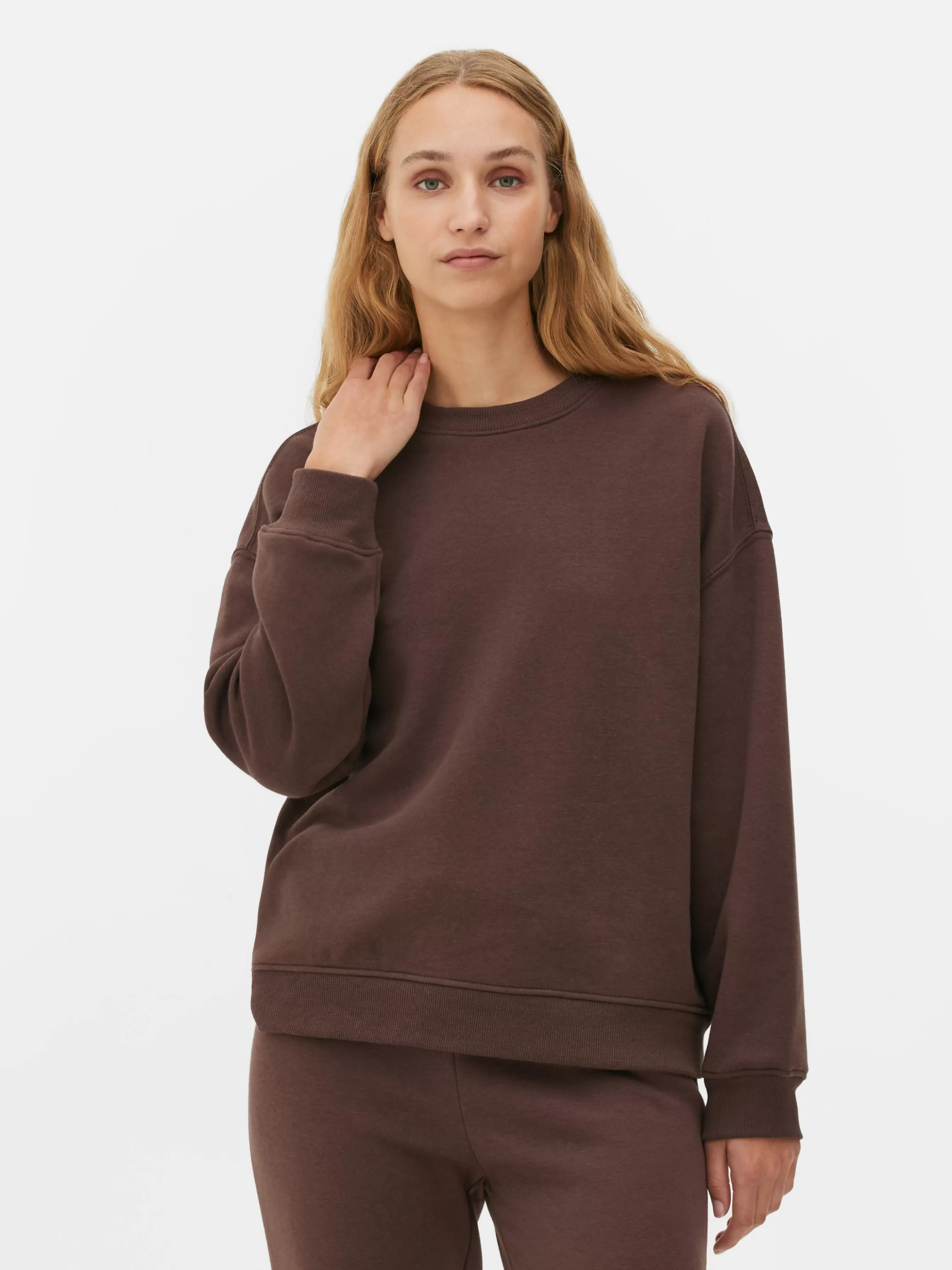 New Primark Sweat-shirt Col Ras-du-cou Essential Chocolat