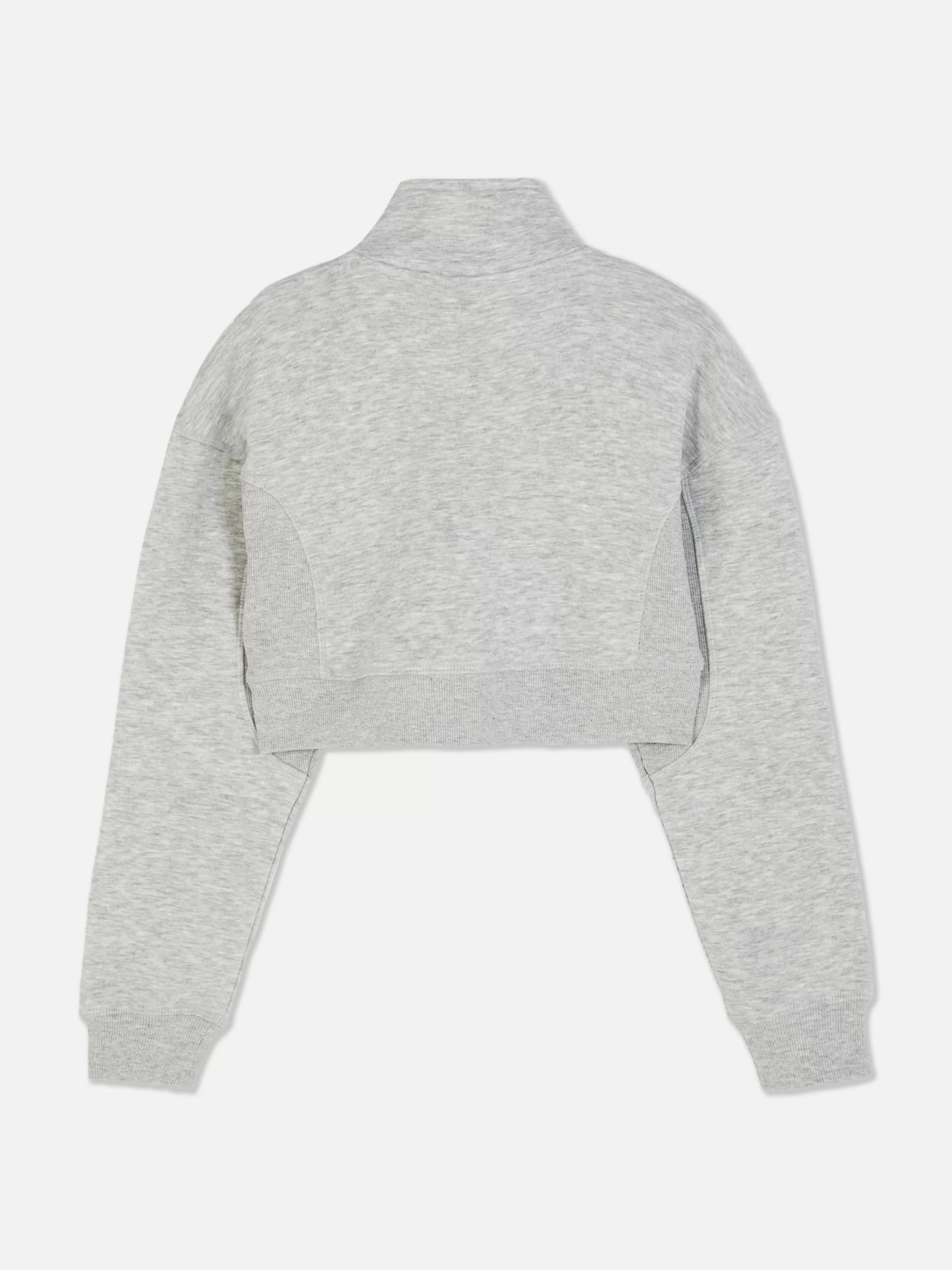 Discount Primark Sweat-shirt Court à Col Cheminée Gris chiné