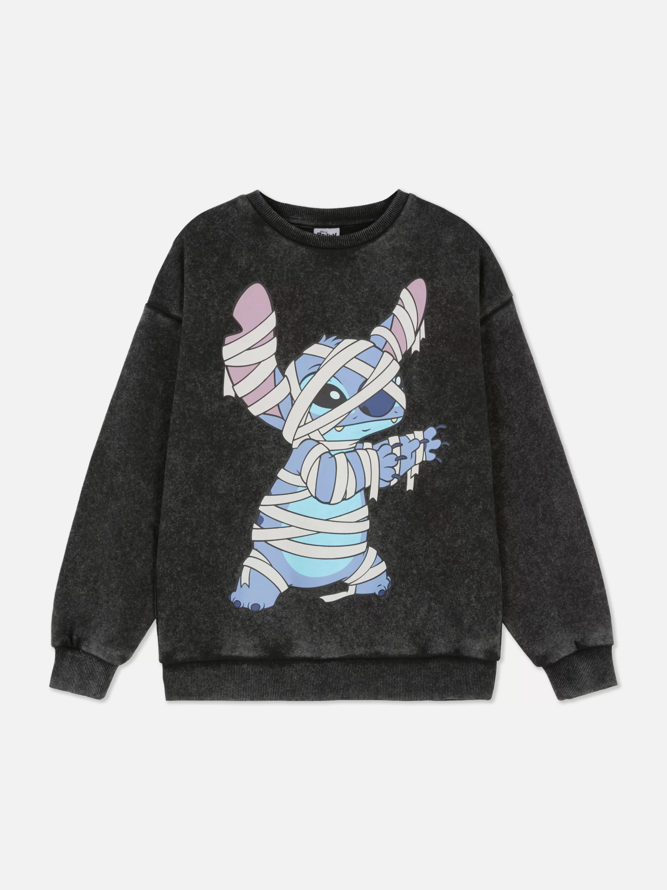 Hot Primark Sweat-shirt Délavé à L'acide Disney Lilo & Stitch Anthracite