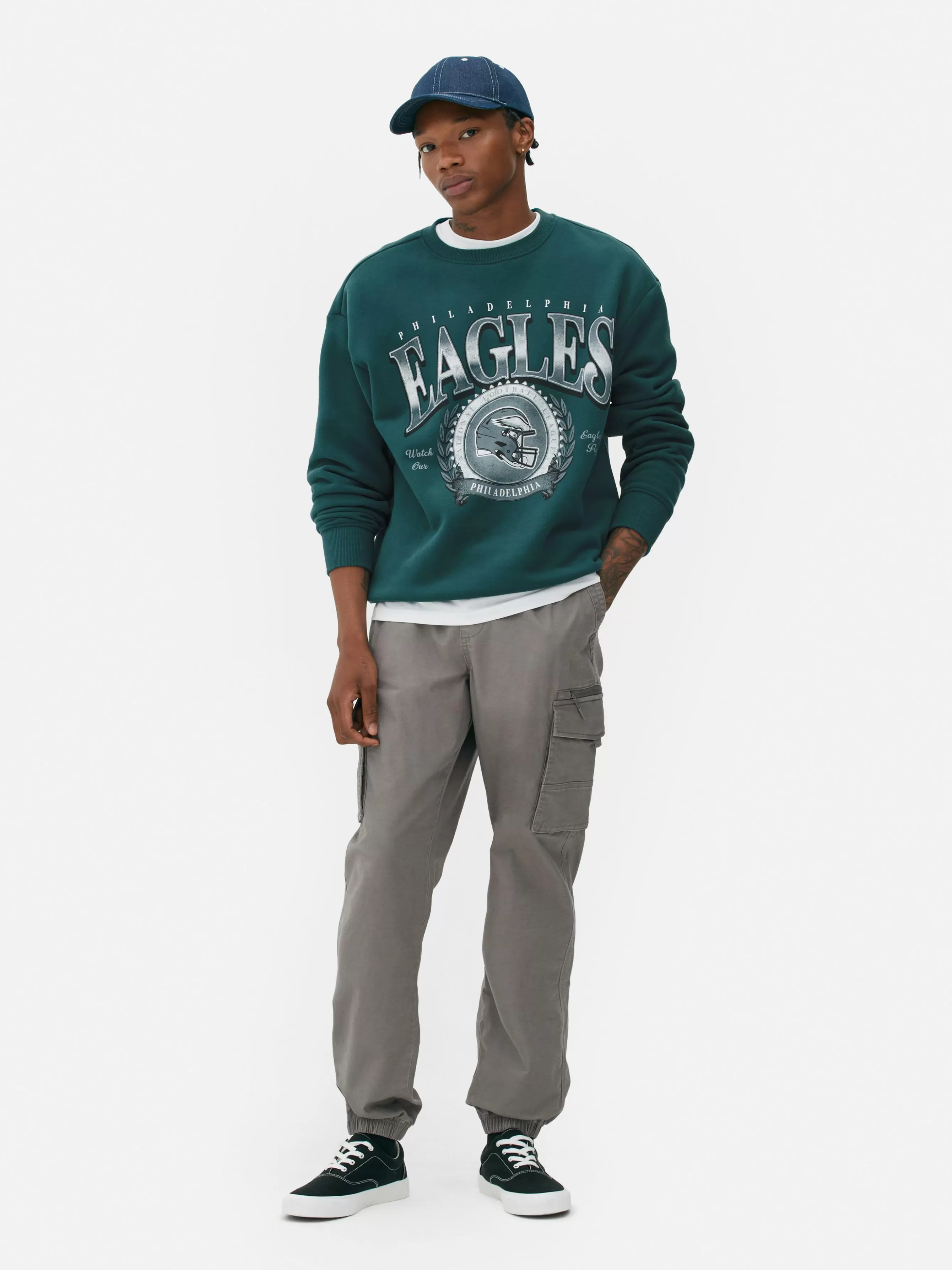 Hot Primark Sweat-shirt Graphique NFL Philadelphia Eagles Bleu sarcelle