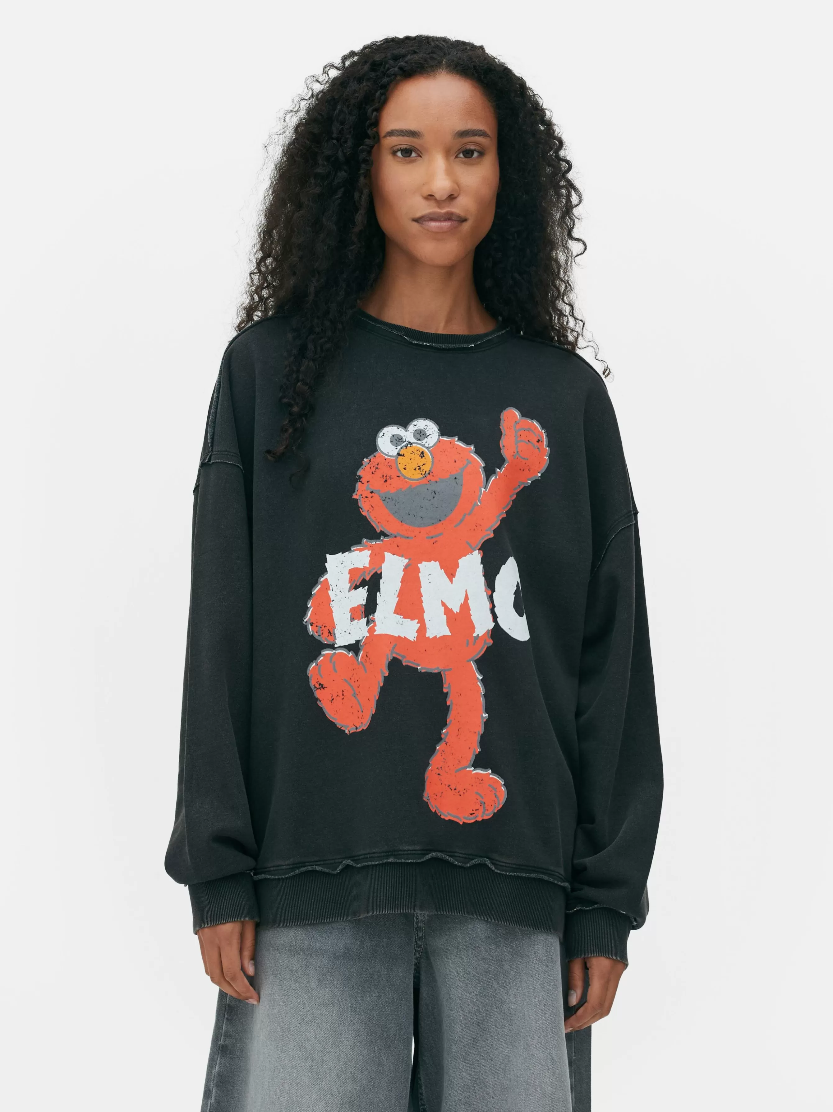 Cheap Primark Sweat-shirt Oversize Graphique Sesame Street Anthracite