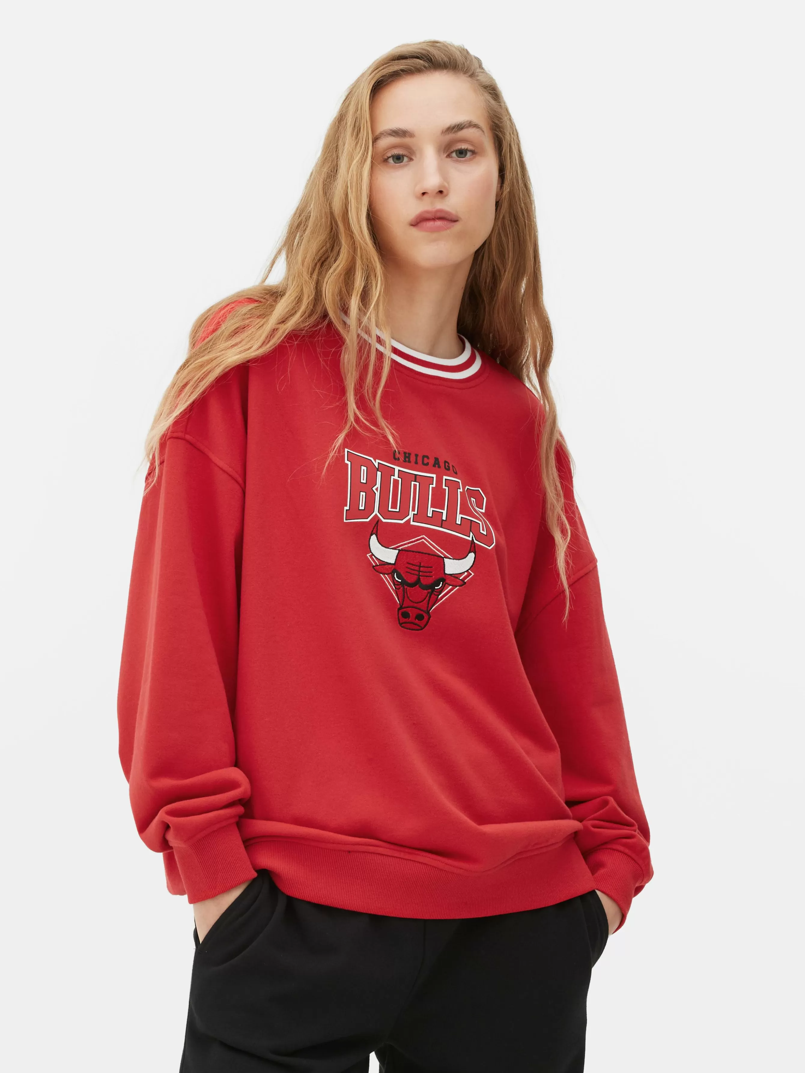 Best Primark Sweat-shirt Oversize NBA Chicago Bulls Rouge