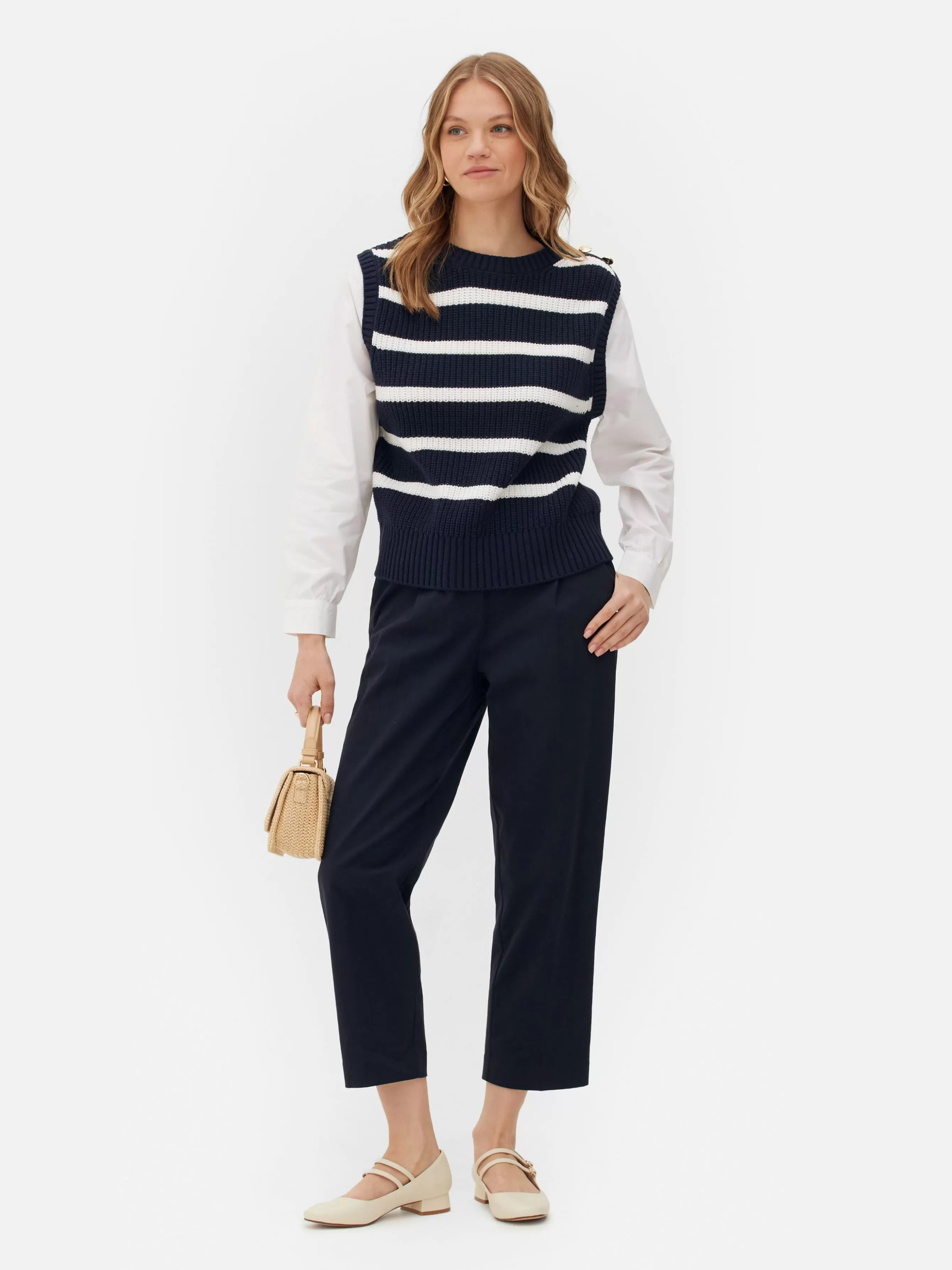 Best Sale Primark Tenue Deux-en-un Débardeur En Tricot Et Chemise Bleu marine