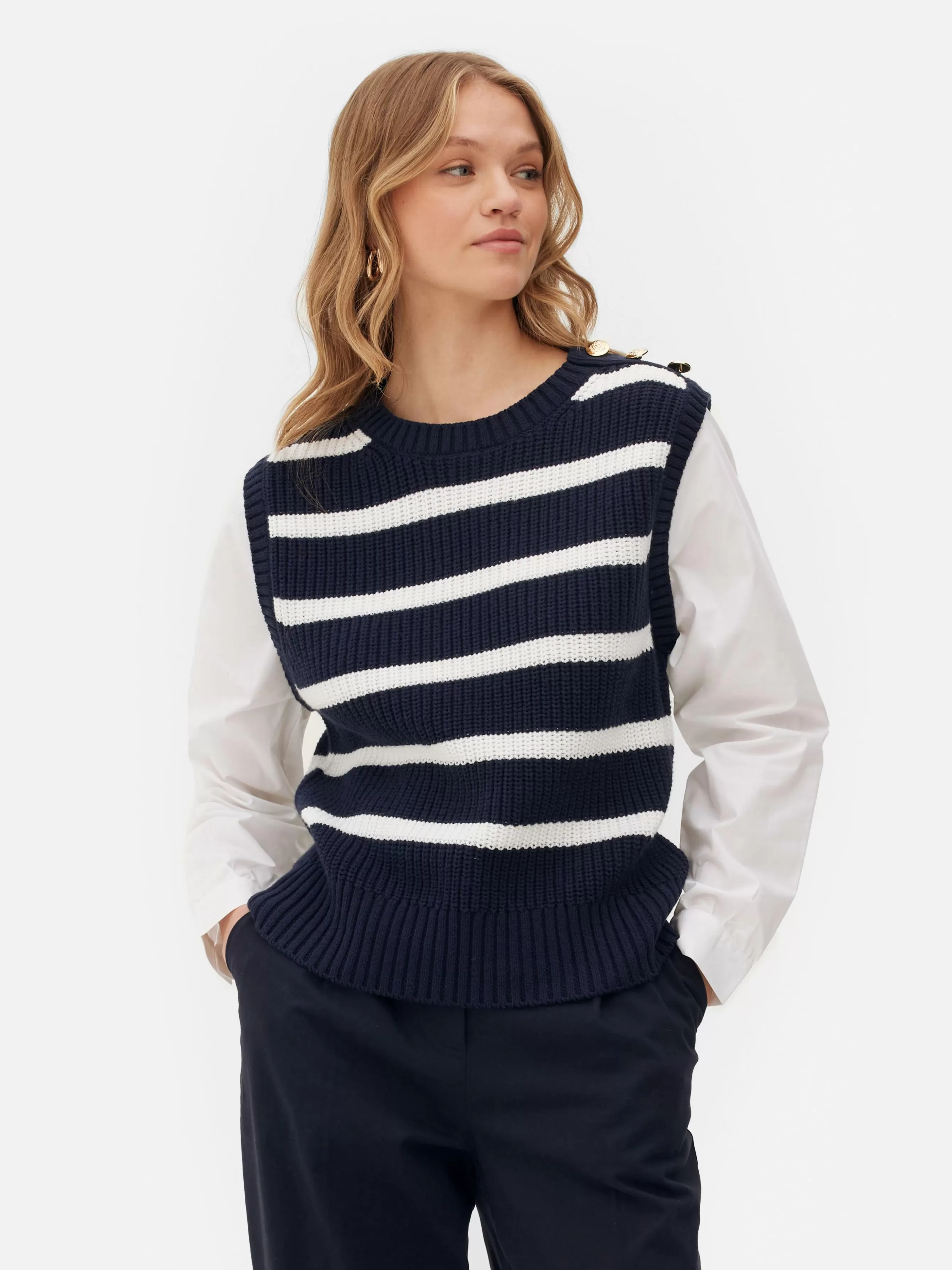 Best Sale Primark Tenue Deux-en-un Débardeur En Tricot Et Chemise Bleu marine