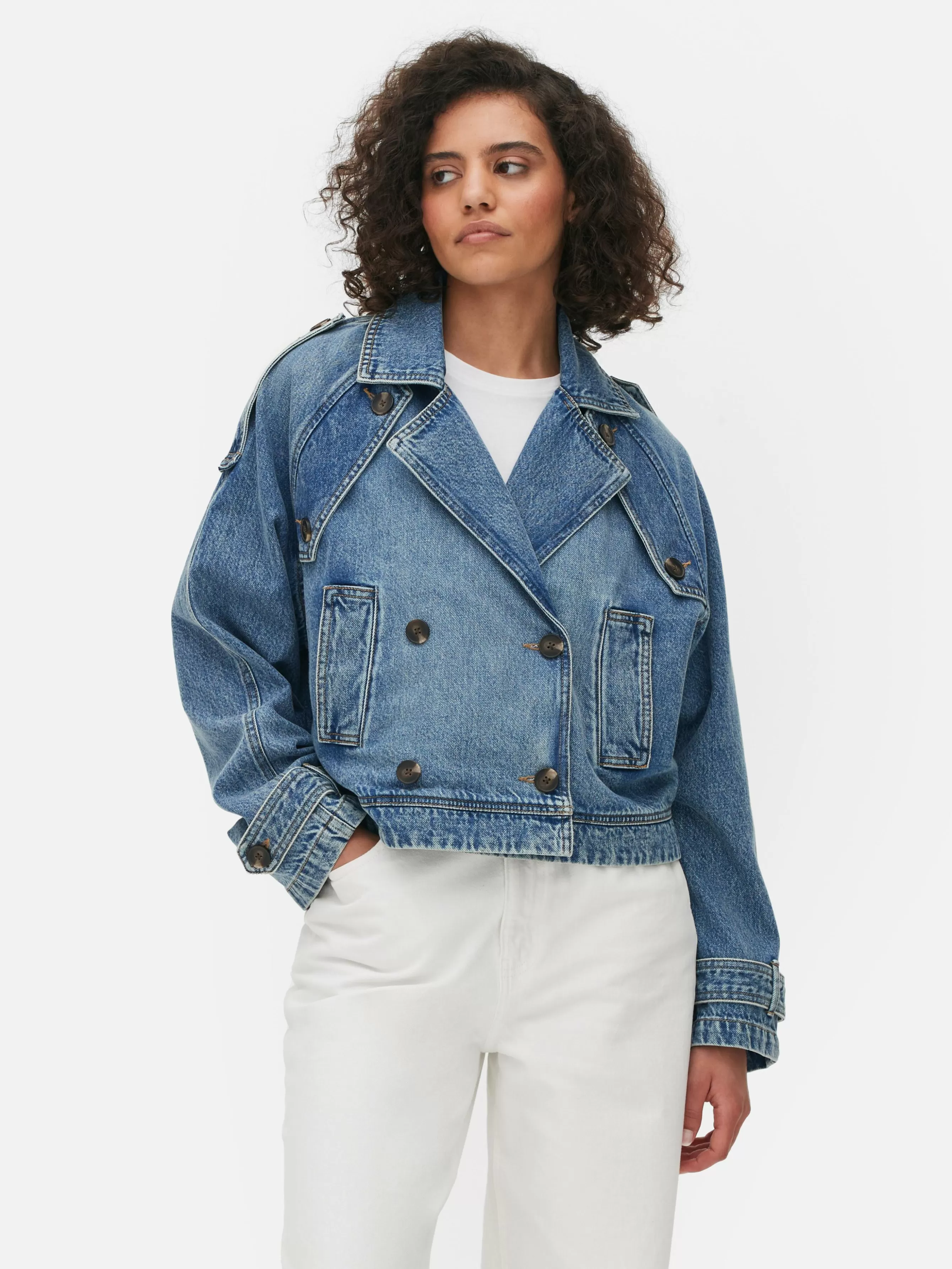 Clearance Primark Trench Court En Denim Bleu moyen